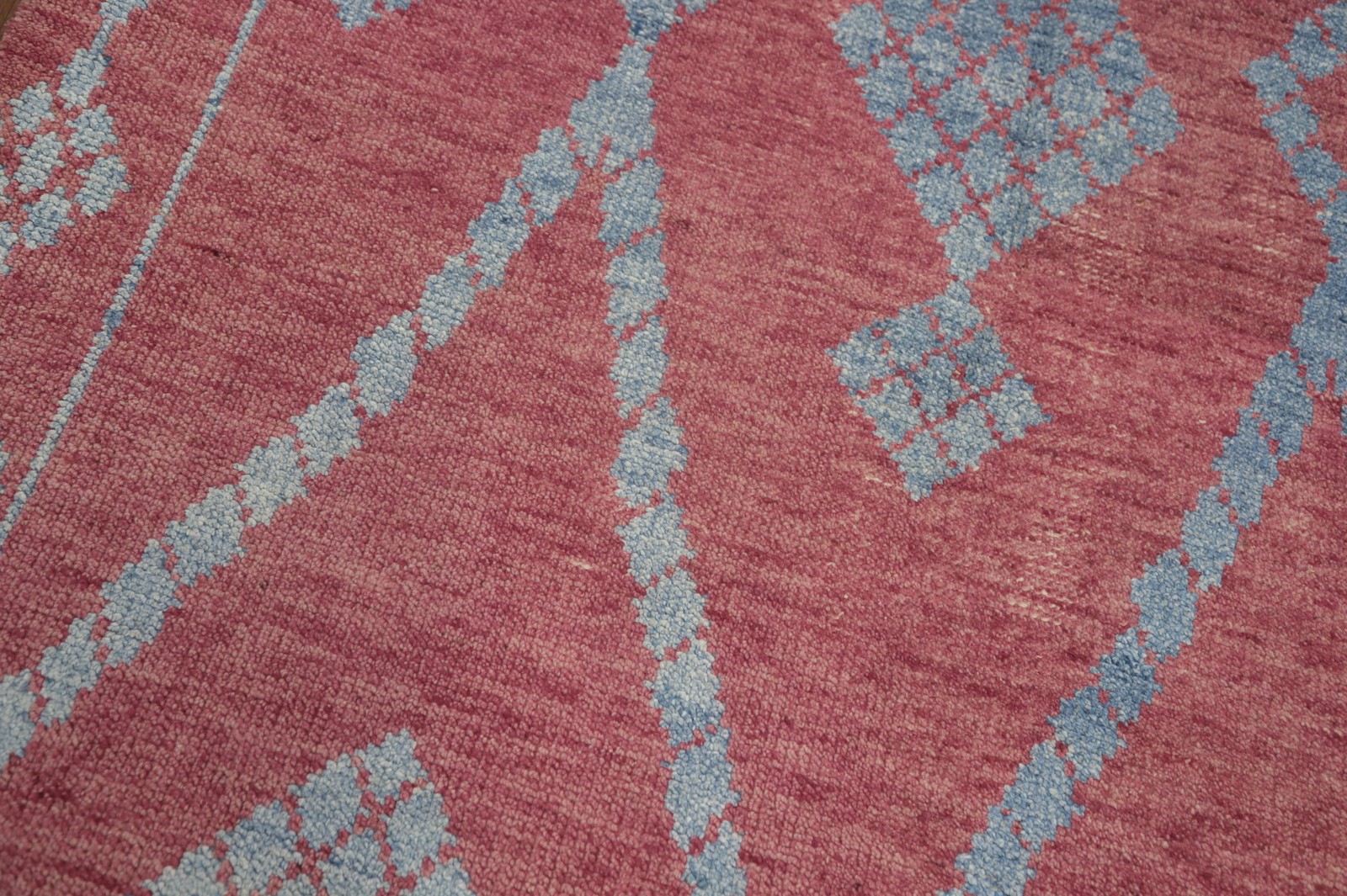 Pink/ Blue Geometric Living Room Area Rug 5×8 ft Hand-knotted Wool Modern Carpet
