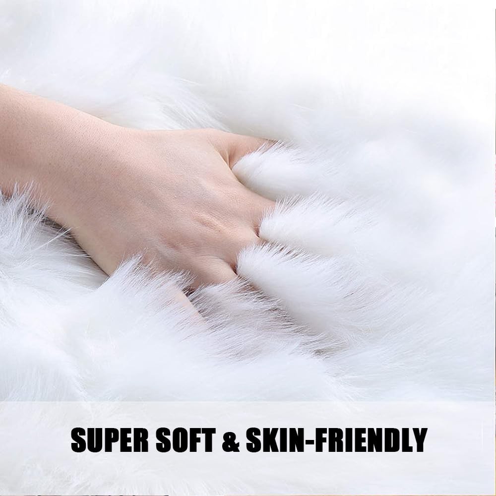 Faux Fur Sheepskin Heart Shaped Area Rugs, 16″x20″ Luxurious Wool Love Floor …