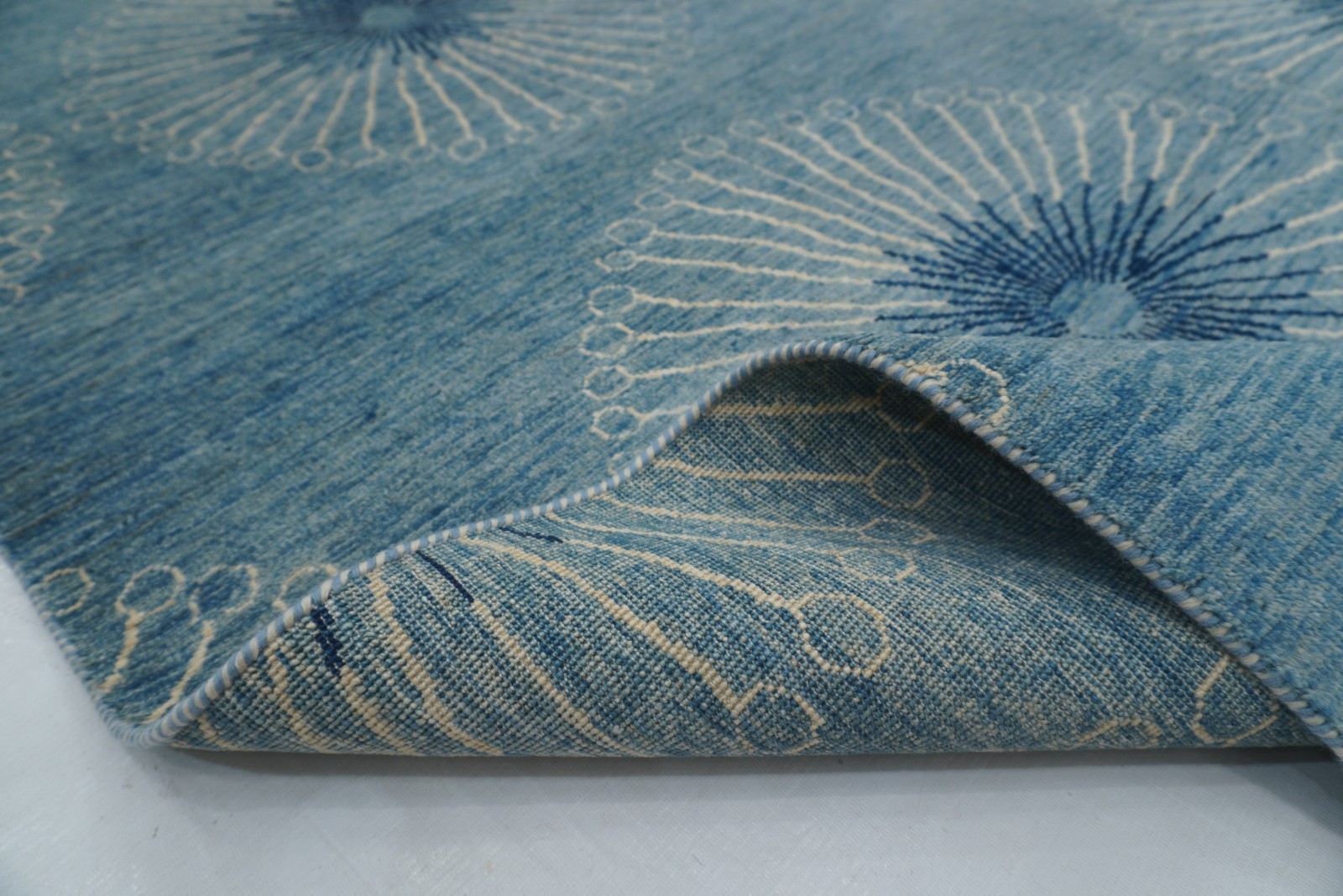 6×8 ft Blue Floral Gabbeh Afghan Hand Knotted Wool Area Rug