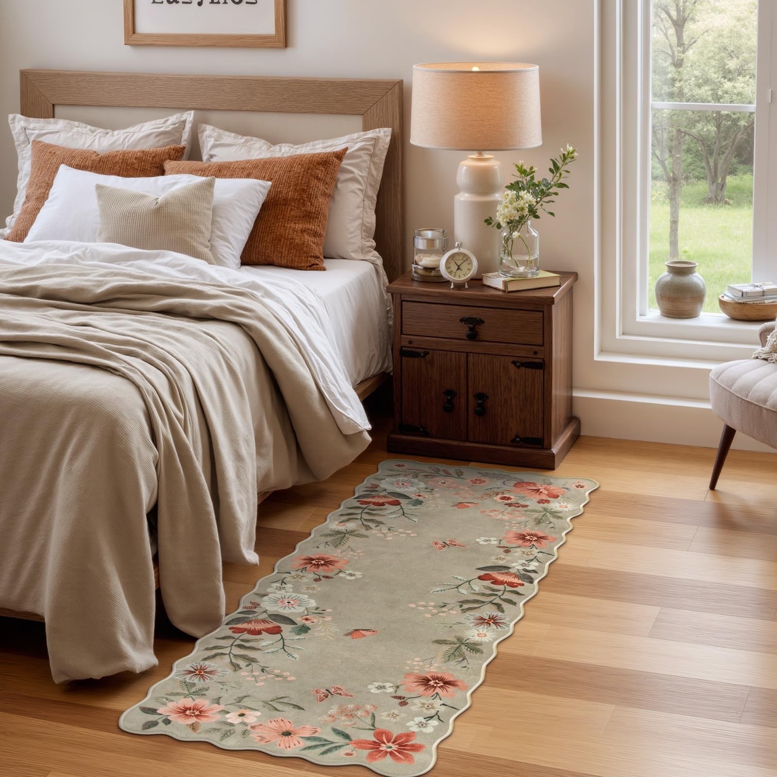 Floral Entryway Rug, 2×4 Washable Fall Kitchen Rug Ultra-Thin, Soft Non-Slip …