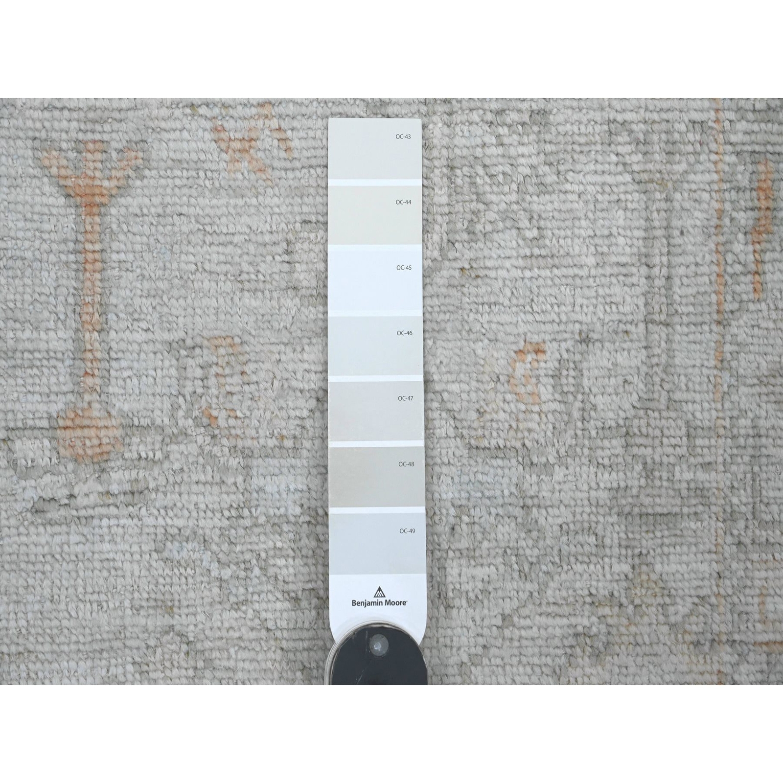 2’7″x12’6″ Cement Gray Hand Knotted Afghan Angora Oushak Wool Runner Rug R20882