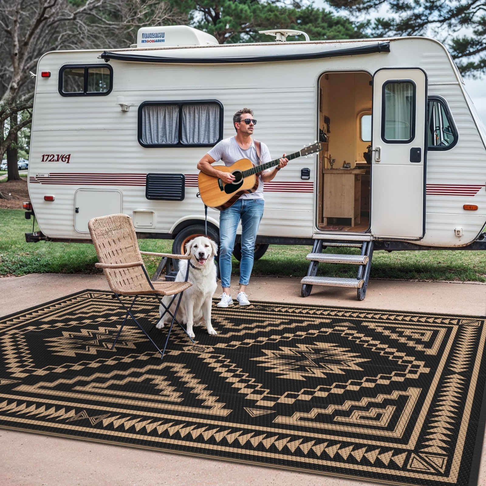 Outdoor Rug 5×8 ft Waterproof Reversible Mat for Patio, Deck, Beach, Camping
