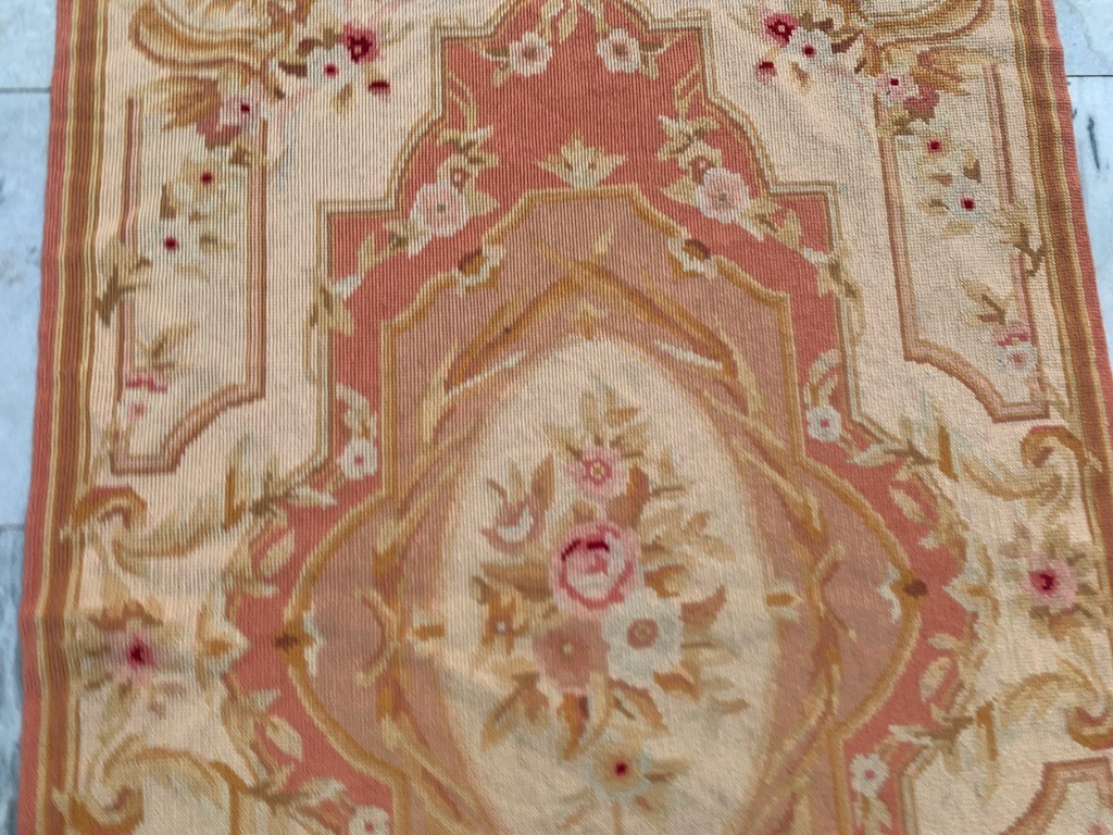 Vintage French Style Handmade Aubusson Rug,Needlepoint Rug 2×4 ft Free Ship