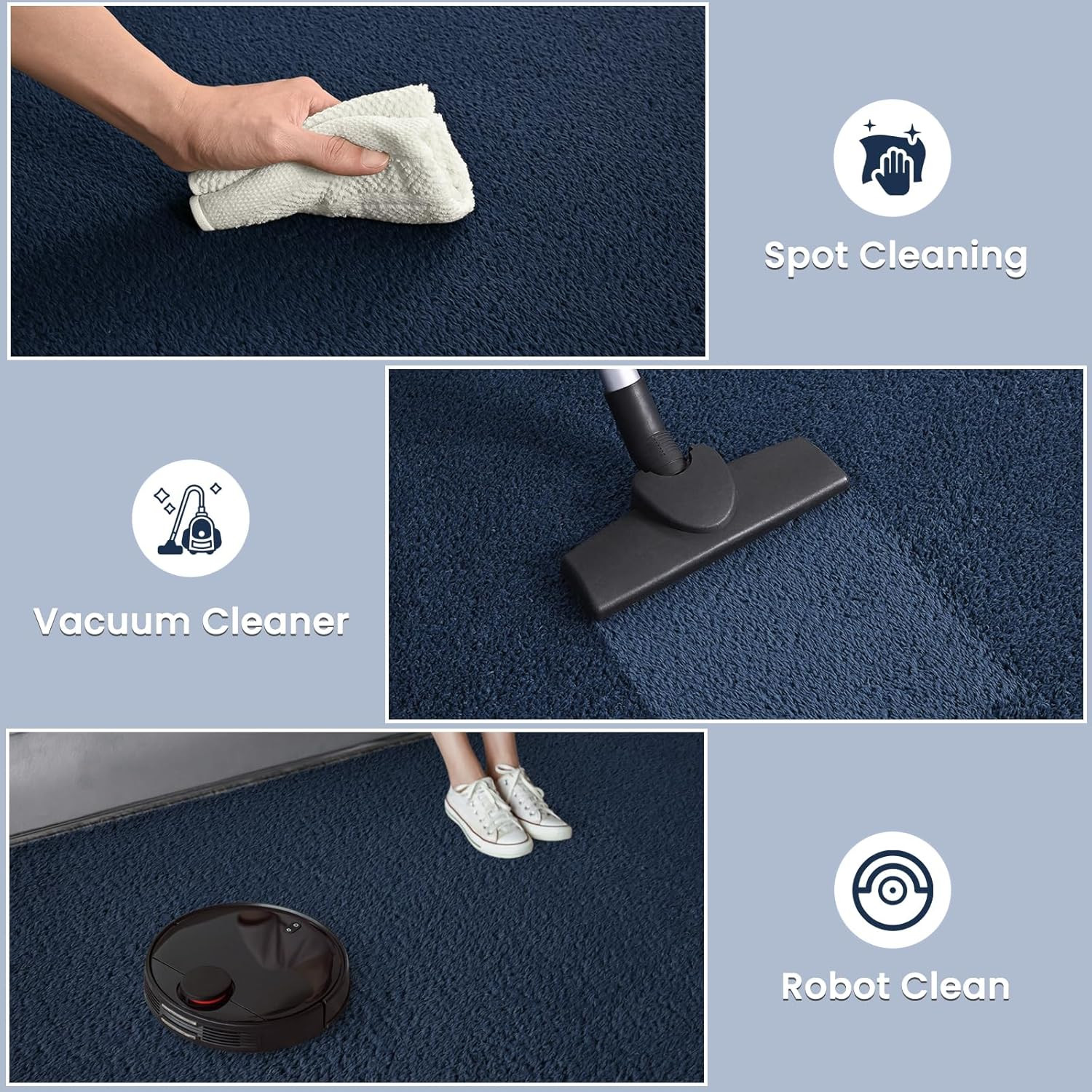 Navy Blue Round Area Rug 4×4 Feet Soft Memory Foam Non Slip Indoor Carpet