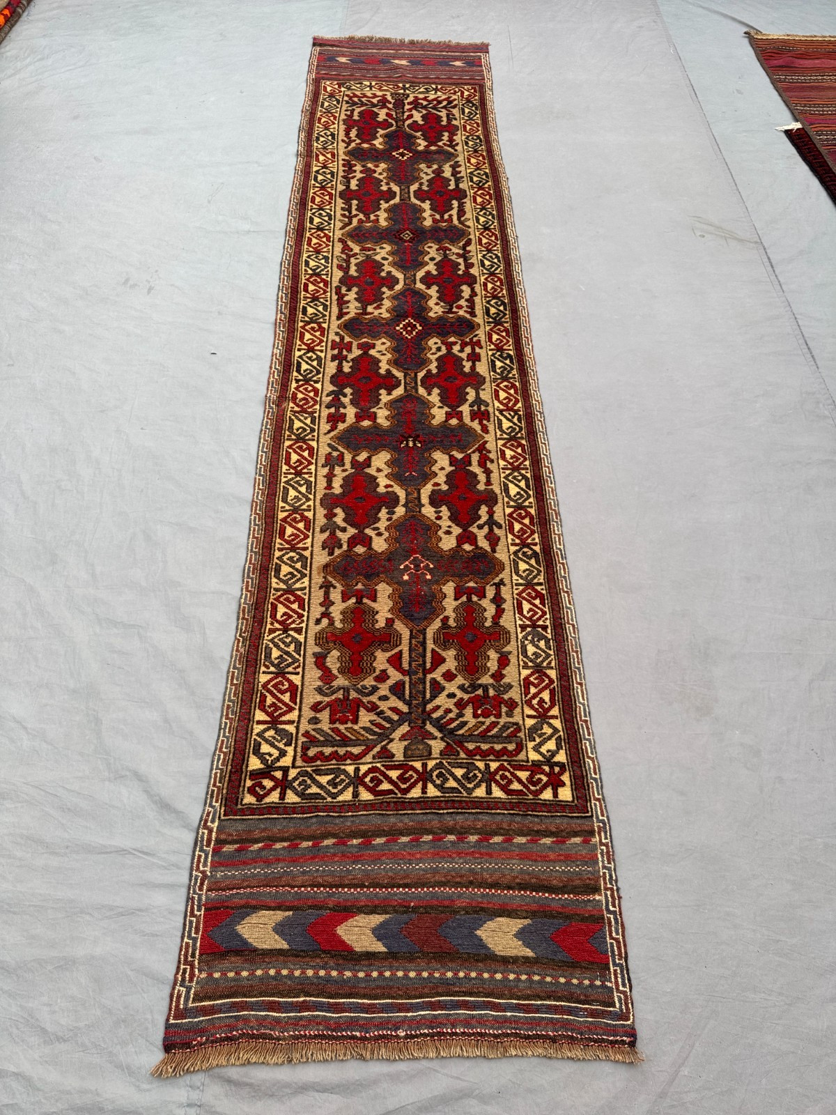 2’5 x 12’2 Ft Striking Baluchi Tribal Runner Rug – Vintage Geometric Wool Carpet