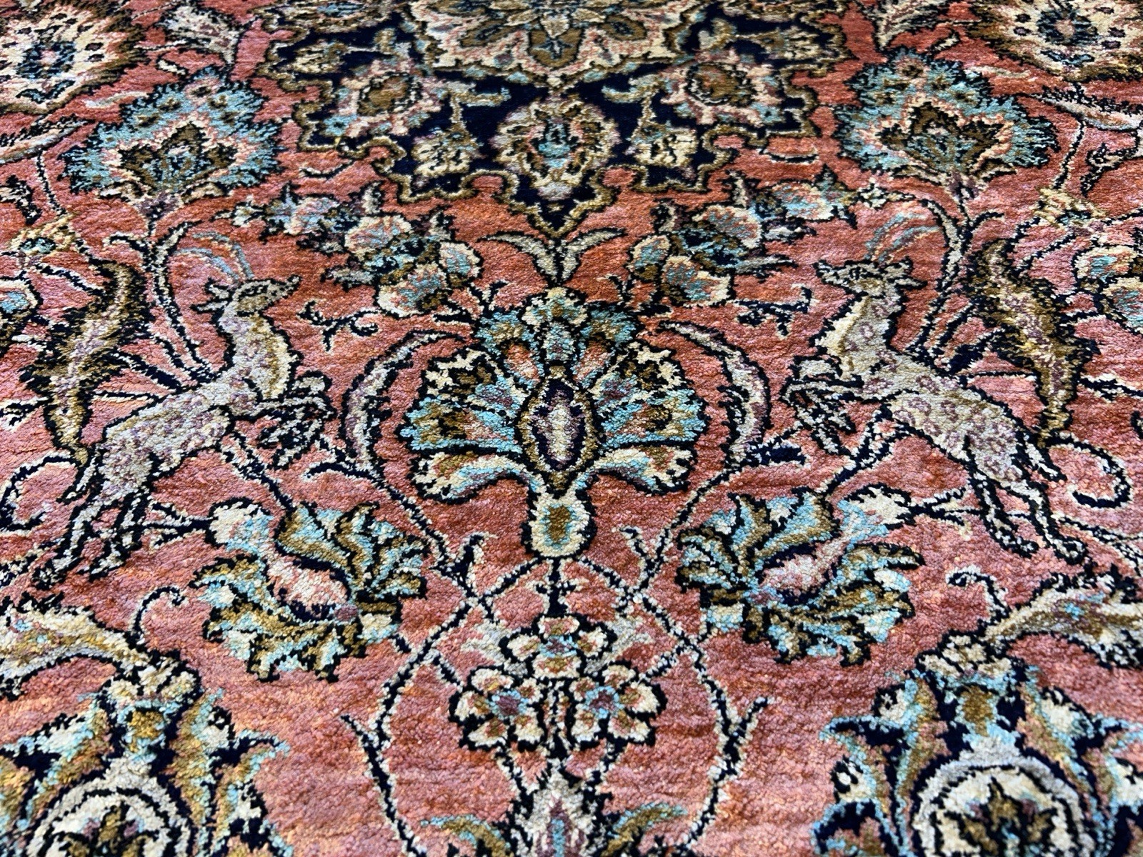 3×5 Luxurious Fine Hand-Knotted 100% Silk Pictorial Persiane Qume Rug Handmade