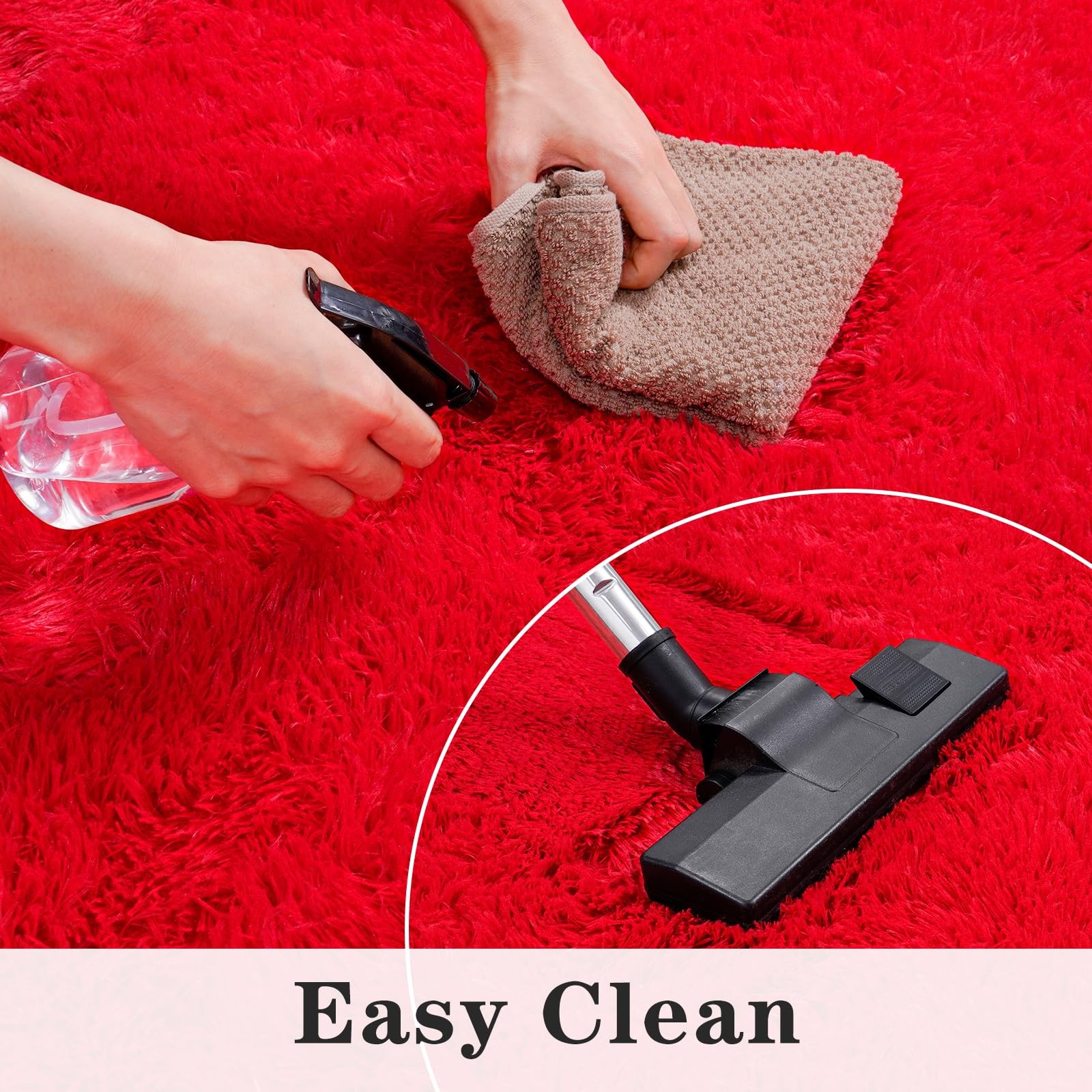 Dssimo Super Fluffy Rug for Bedroom, 4×6 Feet, Modern Shag Red Area Rugs, Soft a
