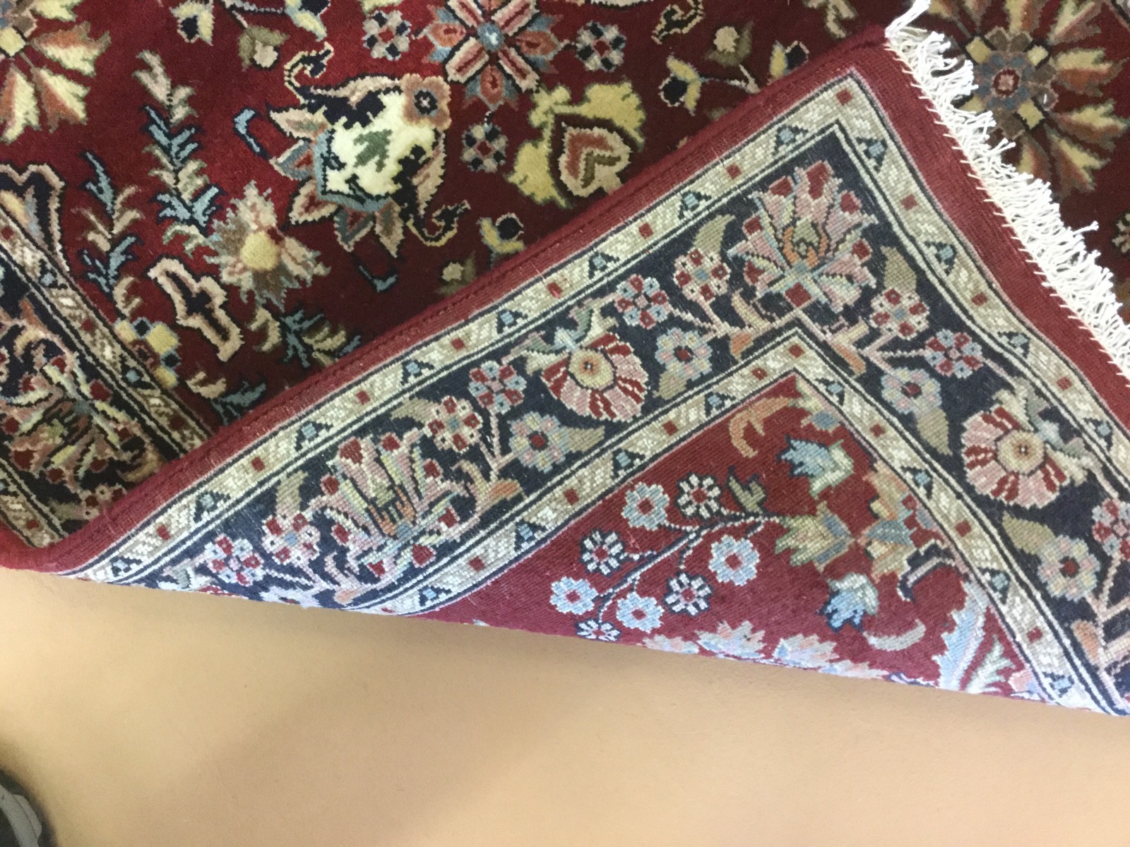2.7 X 4 Red Navy Traditional Oriental Area Rug Small Hand Knotted Floral Wool
