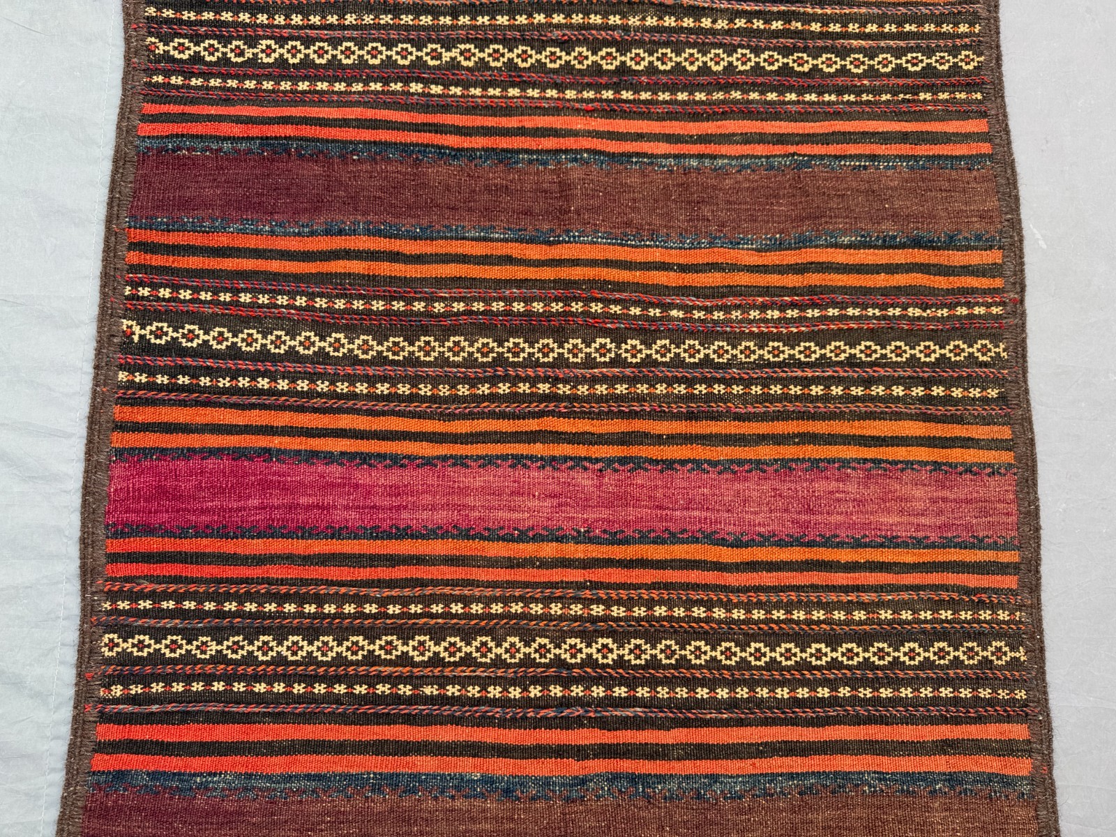 2’8 x 10’8 Ft Vintage Afghan Tribal Kilim Runner – Fine Striped Flatweave Rug
