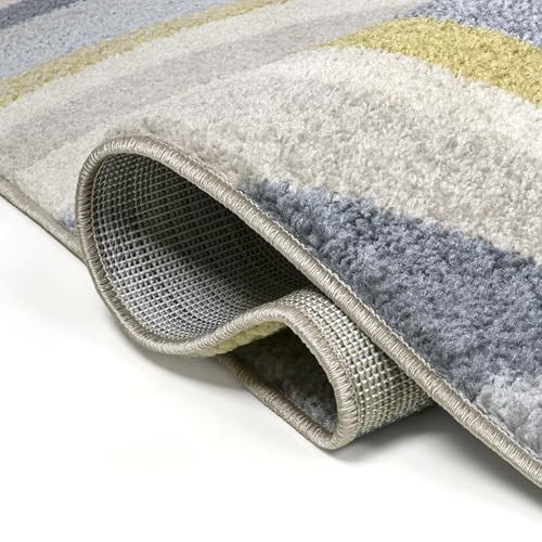 DZC100C-4 Flow Abstract Swirl Blue/Mustard/Gray 4 ft. x 6 ft. Area Rug