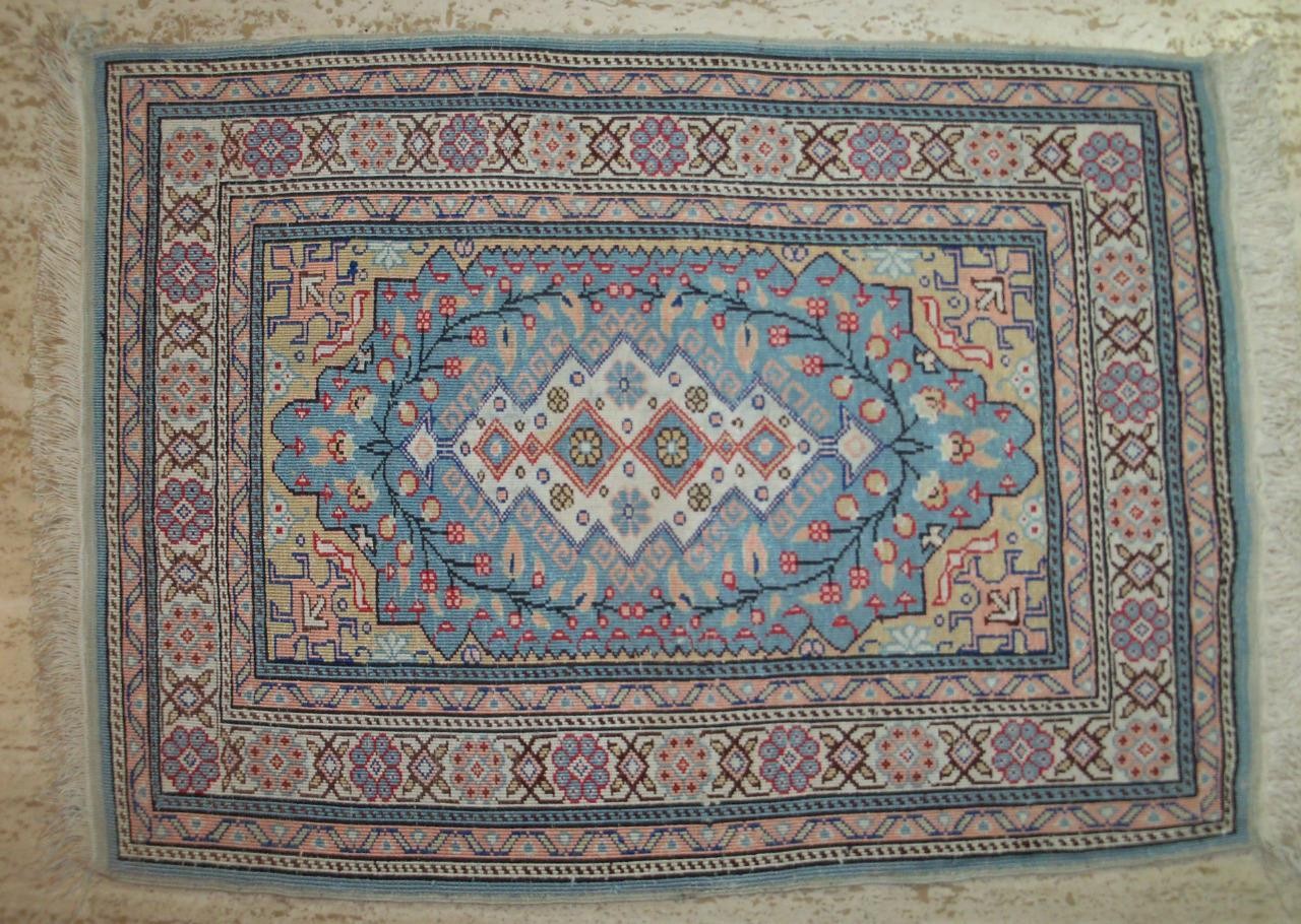 Hand Made Silk Oriental Rug Mat 16″ x 22″ 288 KPSI