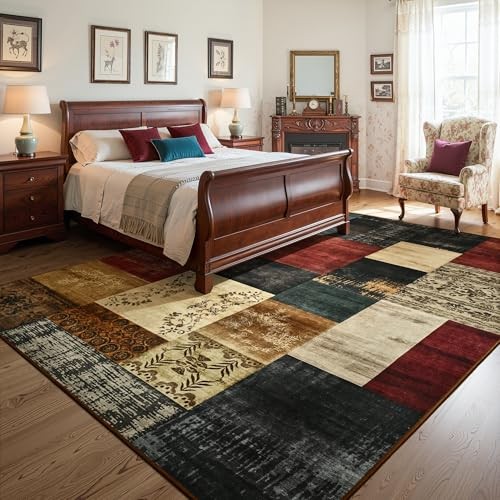 6×9 Area Rugs for Living Room, Washable Large Geometric 6 X 9 Feet Multi Color