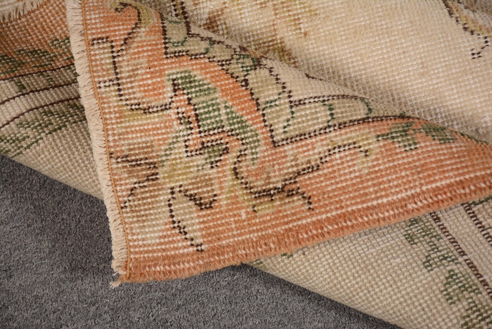 3,9×6,6 ft Turkish Rug, Vintage Area Rug, Brown Green Ikat Rug