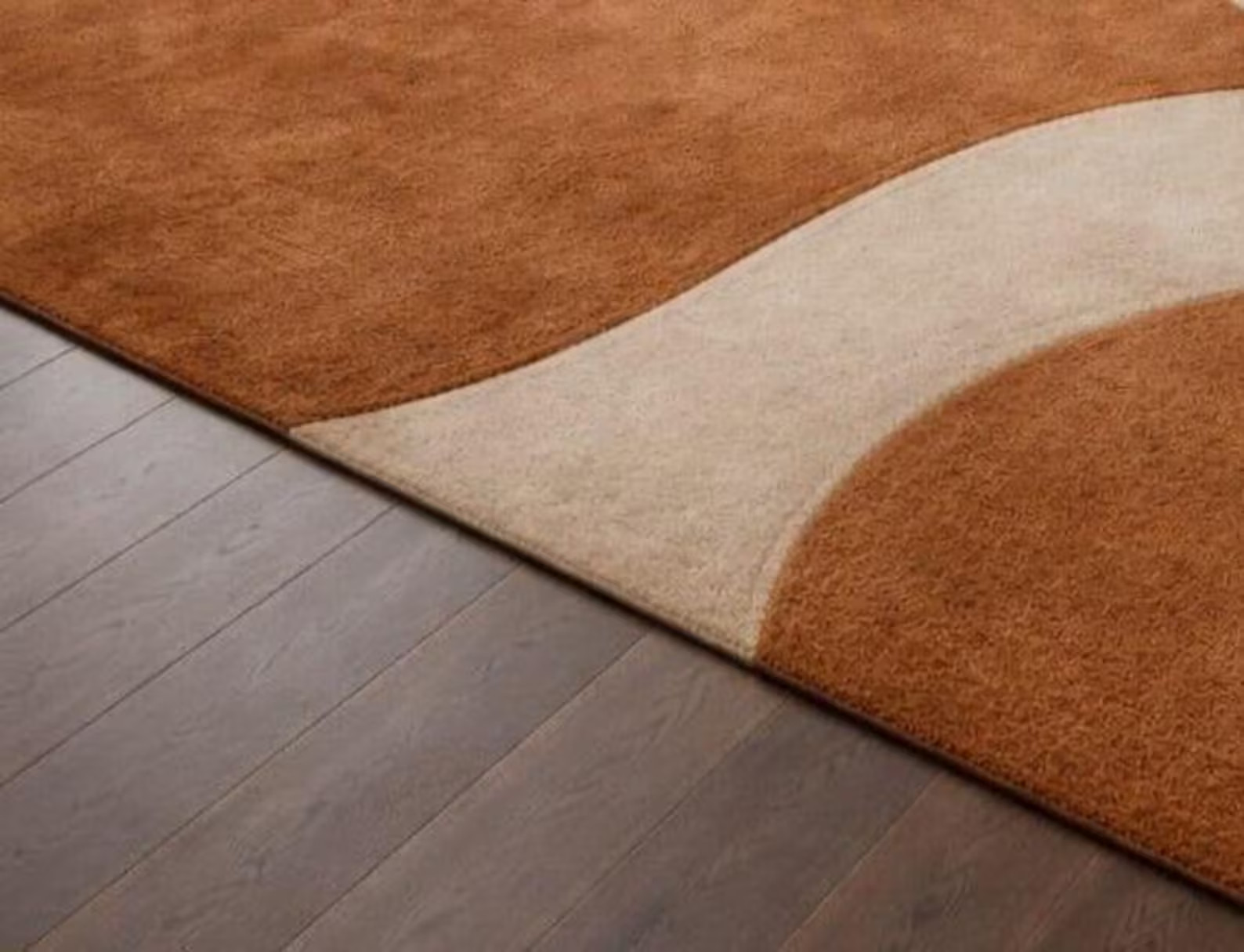Hand Tufted Wool Rug Modern Abstract Wave Pattern Area for Living Room Carpet