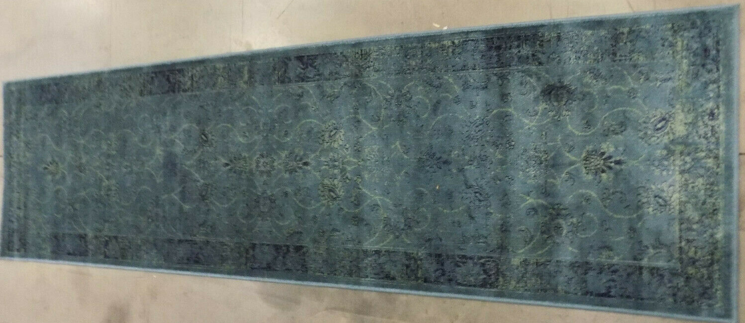 TURQUOISE / MULTI 2′ X 7′ Stained Rug Reduced Price 1172578518 VTGB117-2220-27