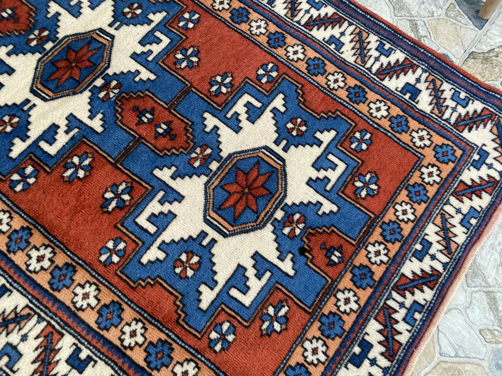 Vintage Kurdish Anatolian Wool Hand-Knotted Rug | Tribal Oushak Carpet 1980s 3×5