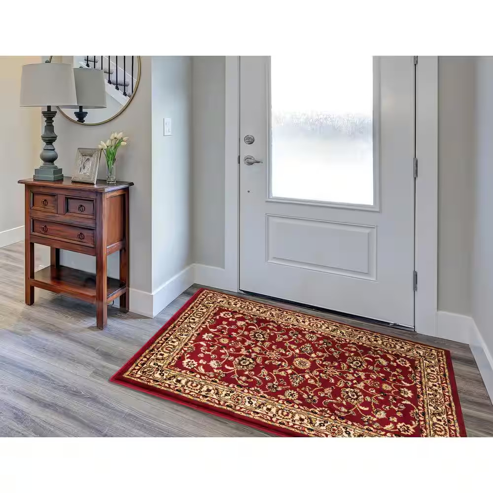 Area Rug Marash Red 31 in x 48 in Traditional Design with Floral Pattern Indoor