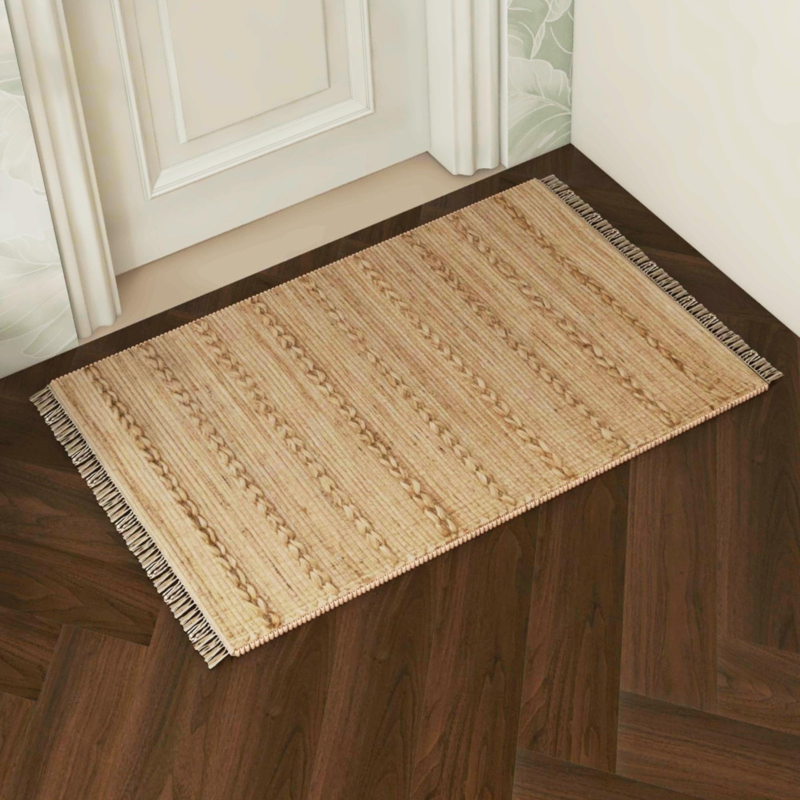 Jute Entryway Rug 2×3 ft Natural Hand-Woven Non-Slip Doormat – Indoor Outdoor