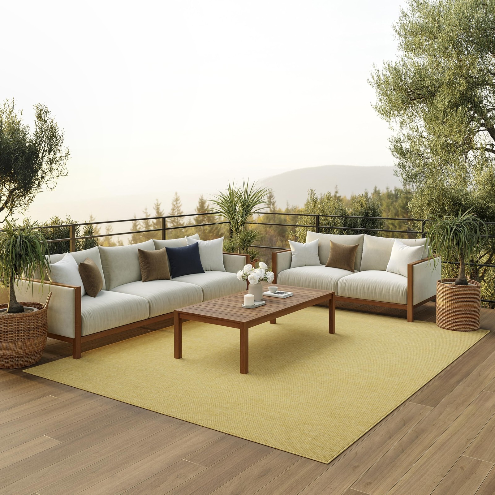 Home Positano Yellow 8′ x 10′ Area Rug – Easy Clean, Non Shedding, Bed Room, …