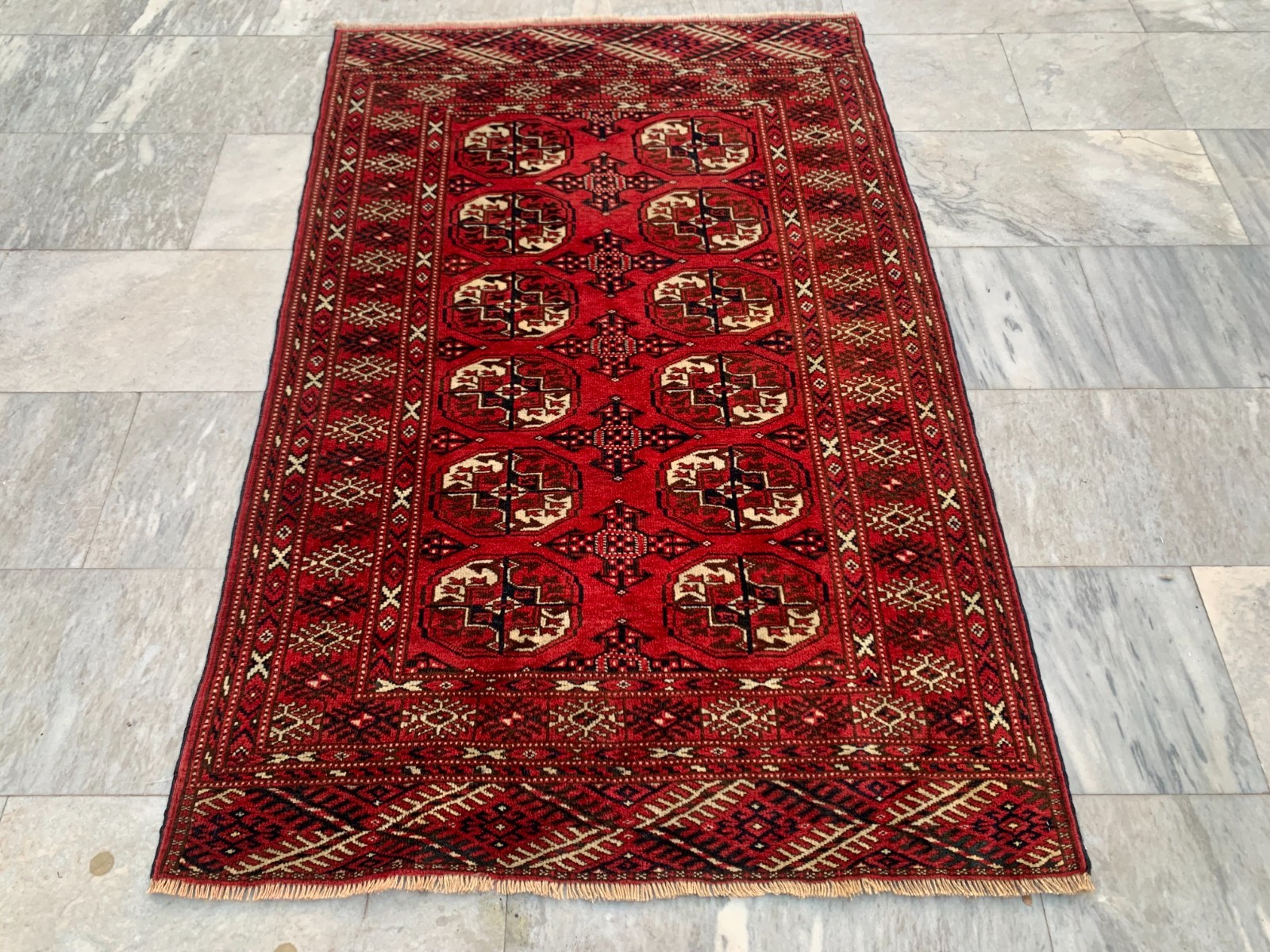3×5 ft Vintage Afghan Rug Handwoven Rugs Geometric Rug Oriental Bukhara Wool Rug