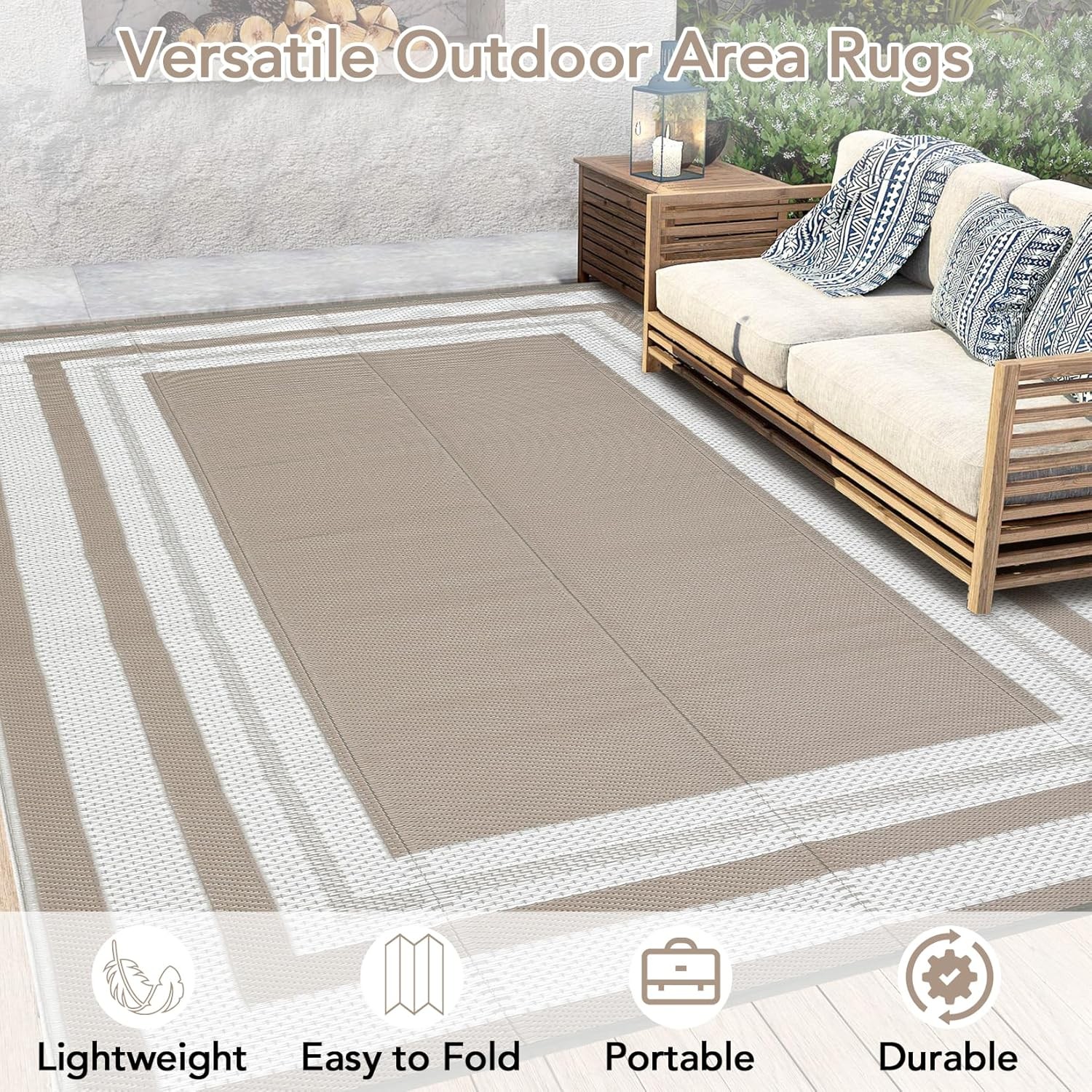 9×12 ft Patio Rug Plastic StrawWaterproof Reversible Carpet Outdoor RV Camping