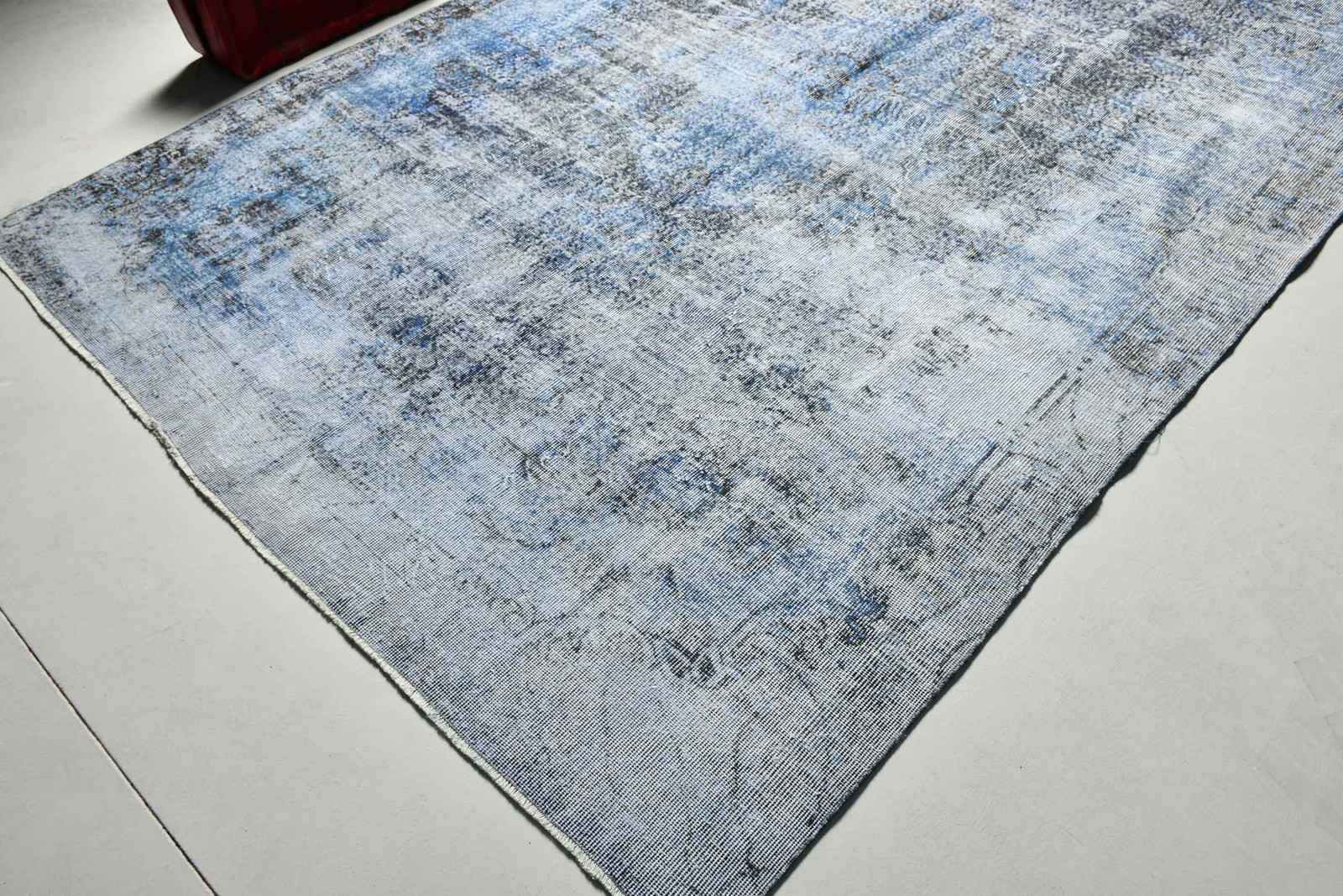 Vintage Turkish Rug, 6,7×10,4 ft Large Rug, Blue Gray Oriental Wool Rug