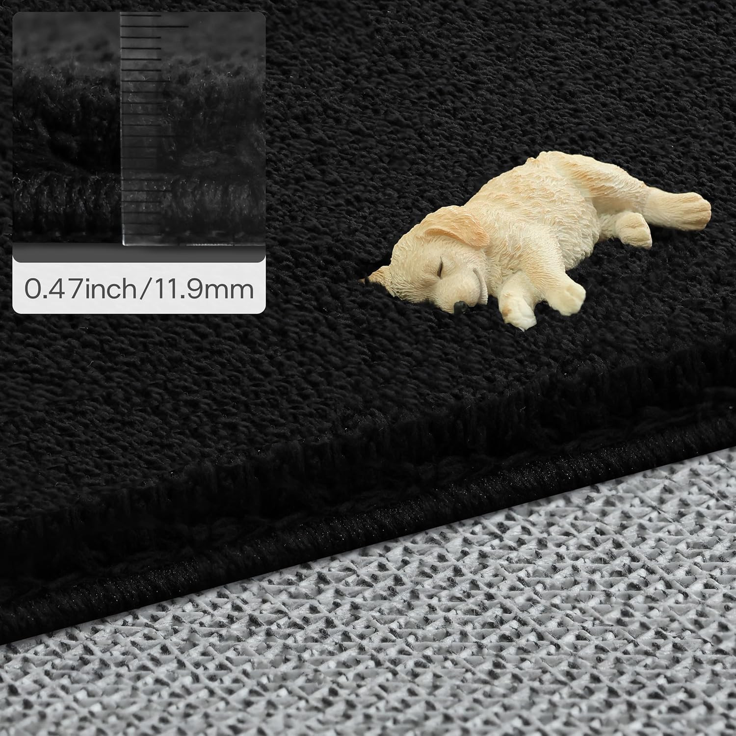 6X9 Black Faux Cashmere Area Rug – Machine Washable, Non-Slip, Modern Style