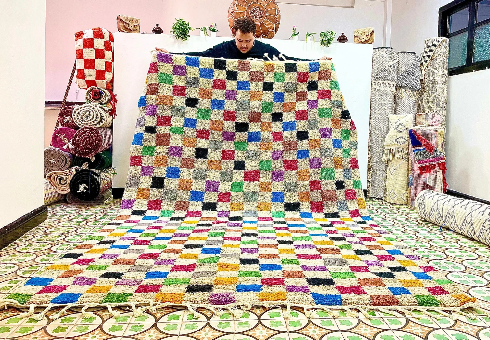 Handmade Moroccan Berber Wool Rug Color Multicolor Luxury Design Area Carpet Rug