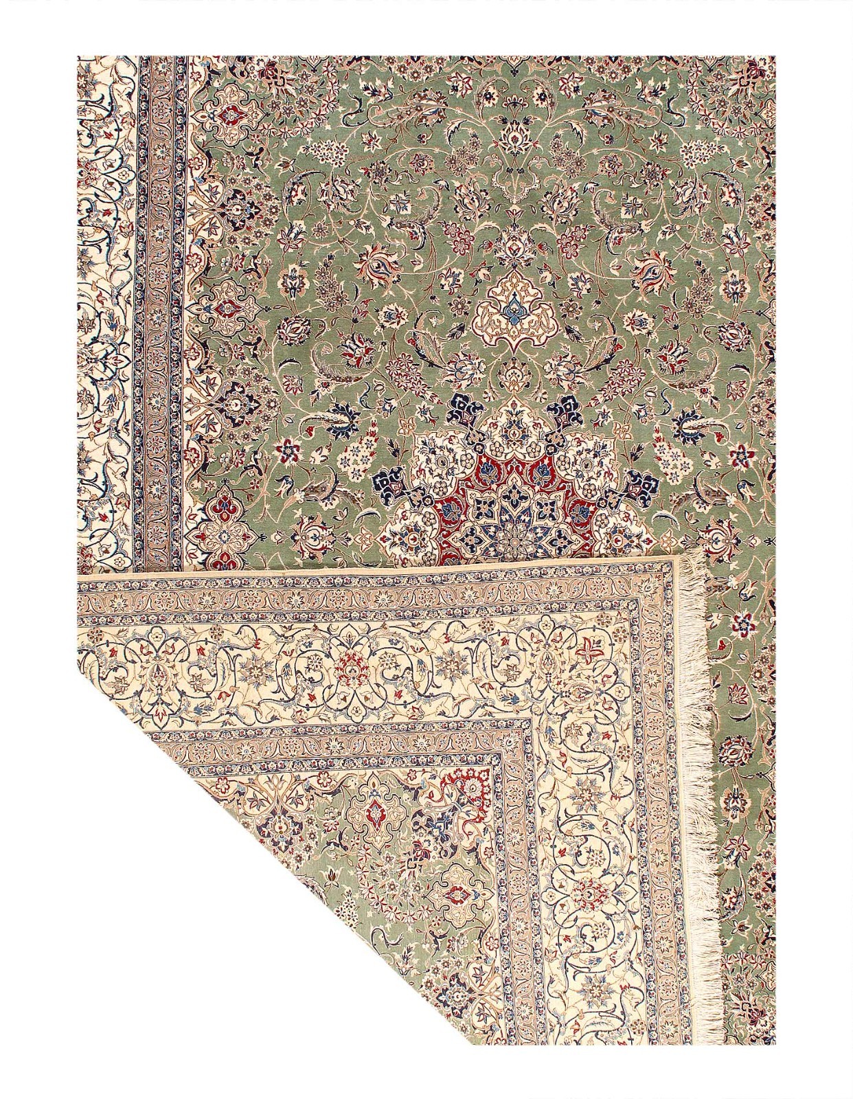 Authentic Green Hand-Knotted silk & wool Rug 8’4”X 11’7”