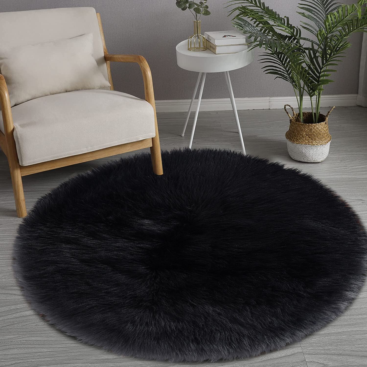 Fluffy Faux Sheepskin Shag Round Rug Super Soft Fluffy Rug Dia 3′ 4′ 5′ 6′ 6’6″