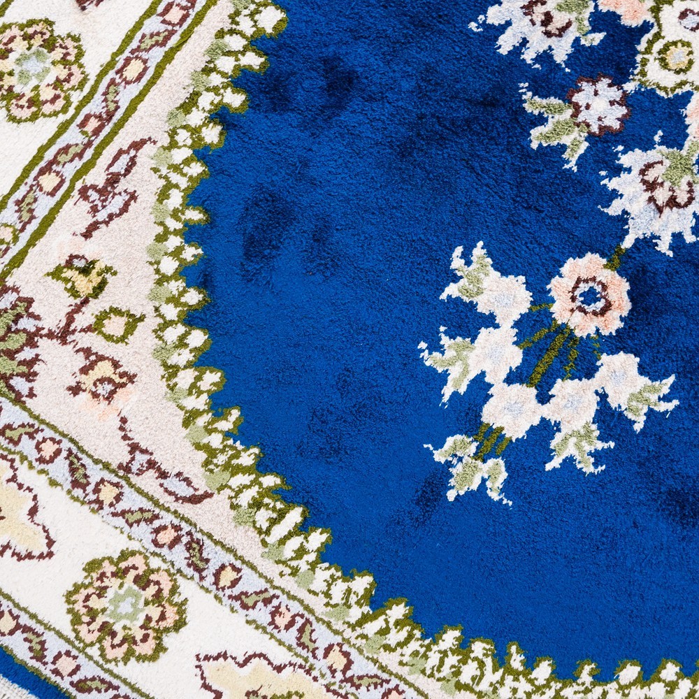 Zhiyi 2x3ft Handmade Silk Area Rug Blue Hand-knotted Traditional Carpet 328C
