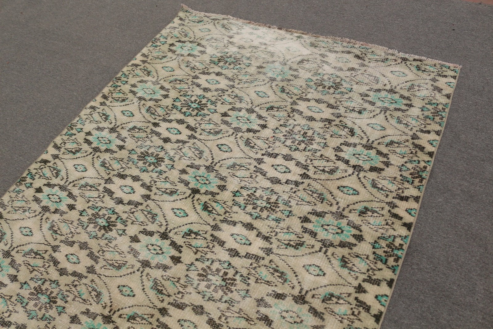 4,8×8,5 ft Turkish Vintage Rug, Large Rug, Blue Wool Rug