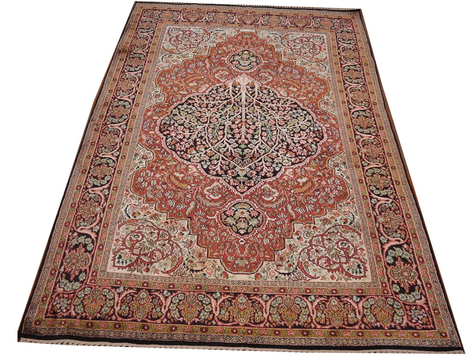 4×7 Vintage Rare Fine Silk Handmade Rug Tree of Life Quality Red 122cm x 198cm