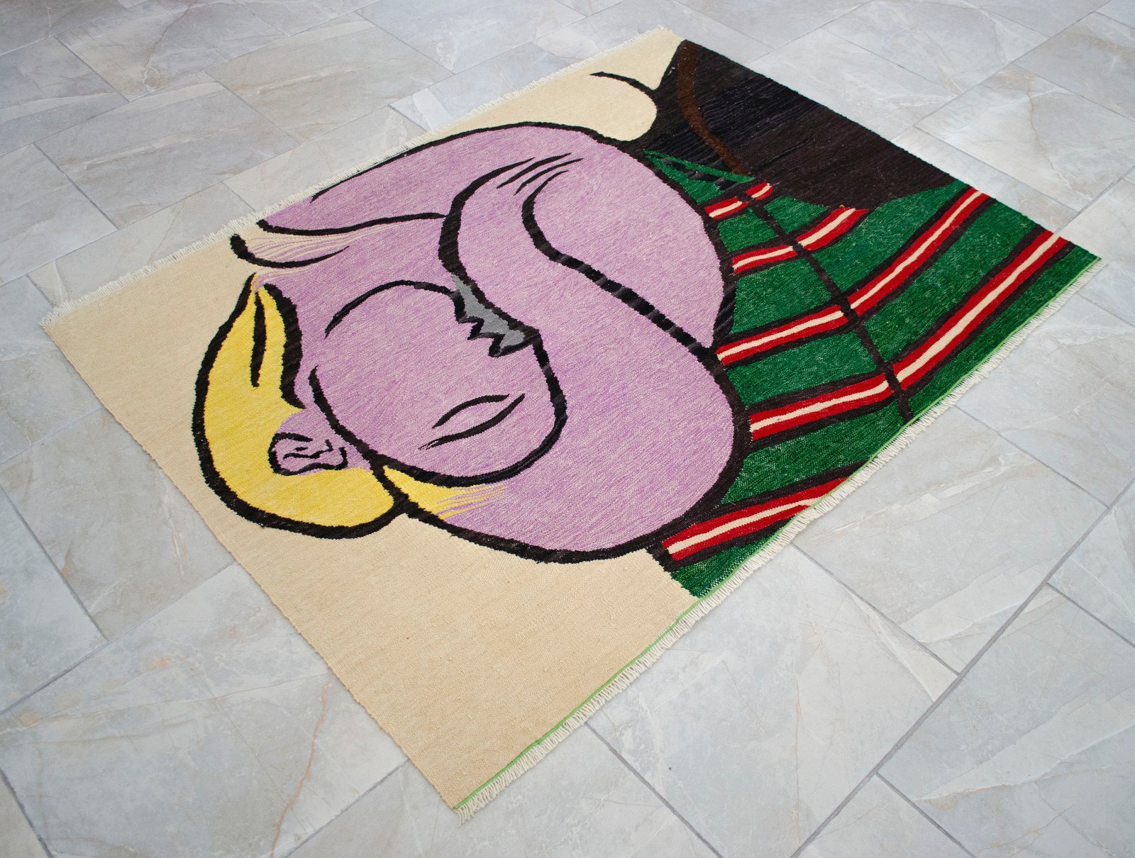 Picasso Art Inspired HandWoven Rug Kilim Floor Decor Area Rug NEW – 3′9″x5′