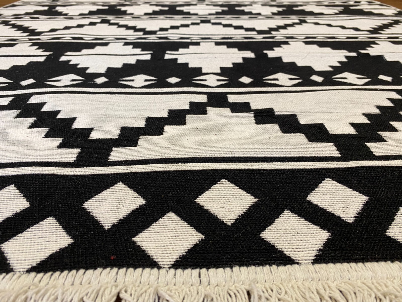Cotton Rug, Area Rug, Black and White Rug, Woven Rug,
