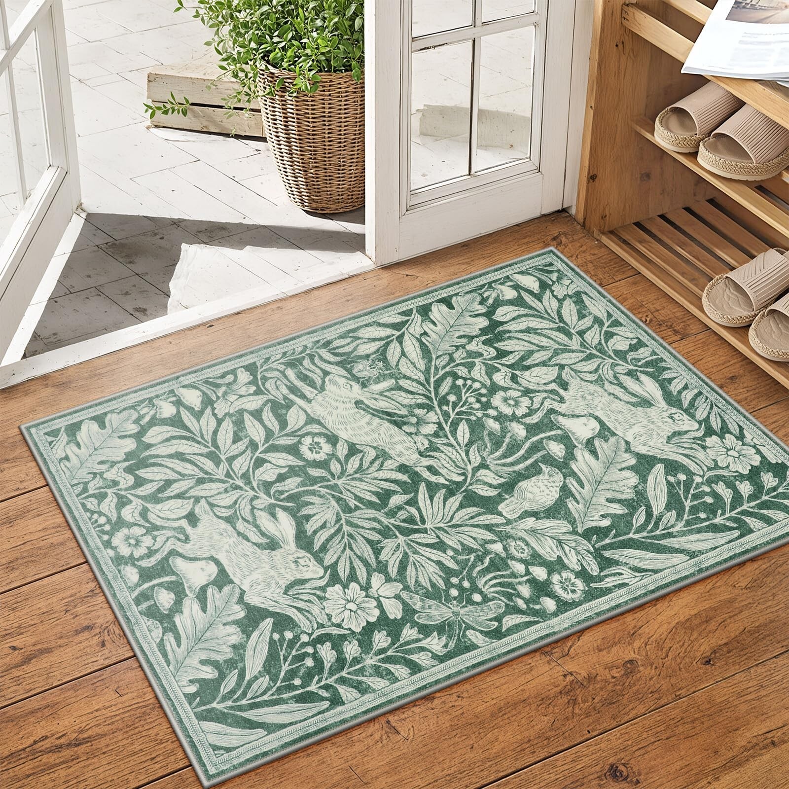 Lahome Forest Rabbit Indoor Entryway Rug, Soft 2×3 Washable Rugs for Bathroom…
