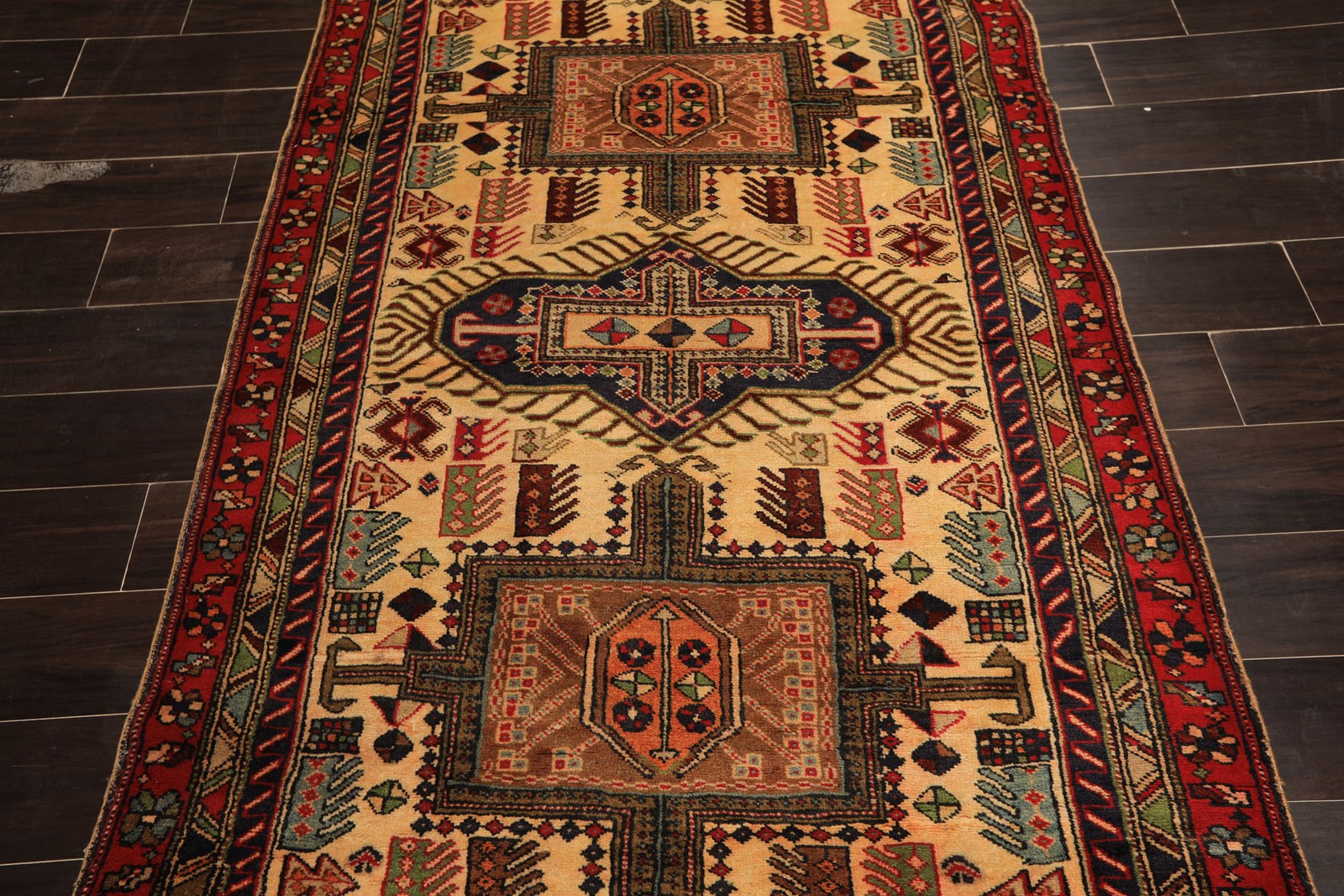 4×10’4” Runner Hand Knotted Wool Kurdishh Hamadaan Vintage Vegetable dyes Rug