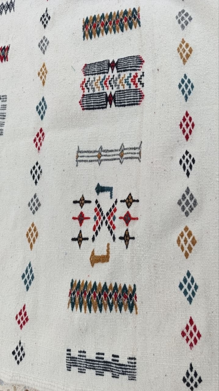 Vintage Algerian Berber Sahara Wool Rug Handmade Tribal Kilim Boho 63×33 in