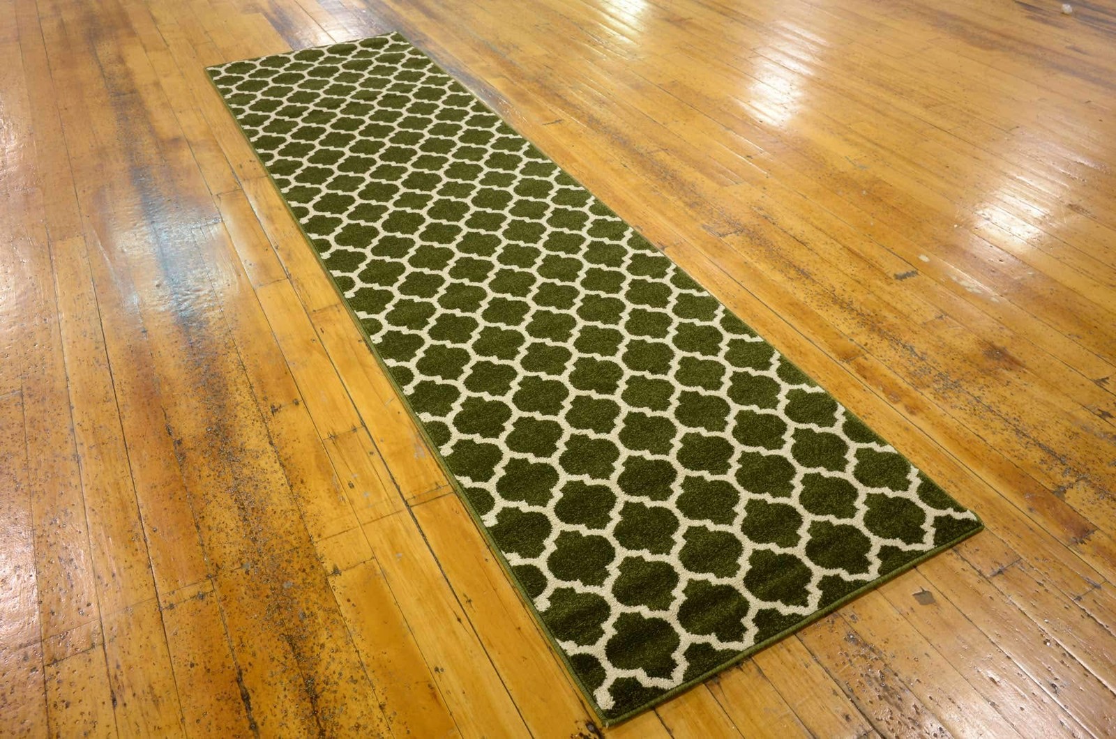 Unique Loom Trellis Collection Area Rug – 2 7 X 10 Runner Dark Green/Beige