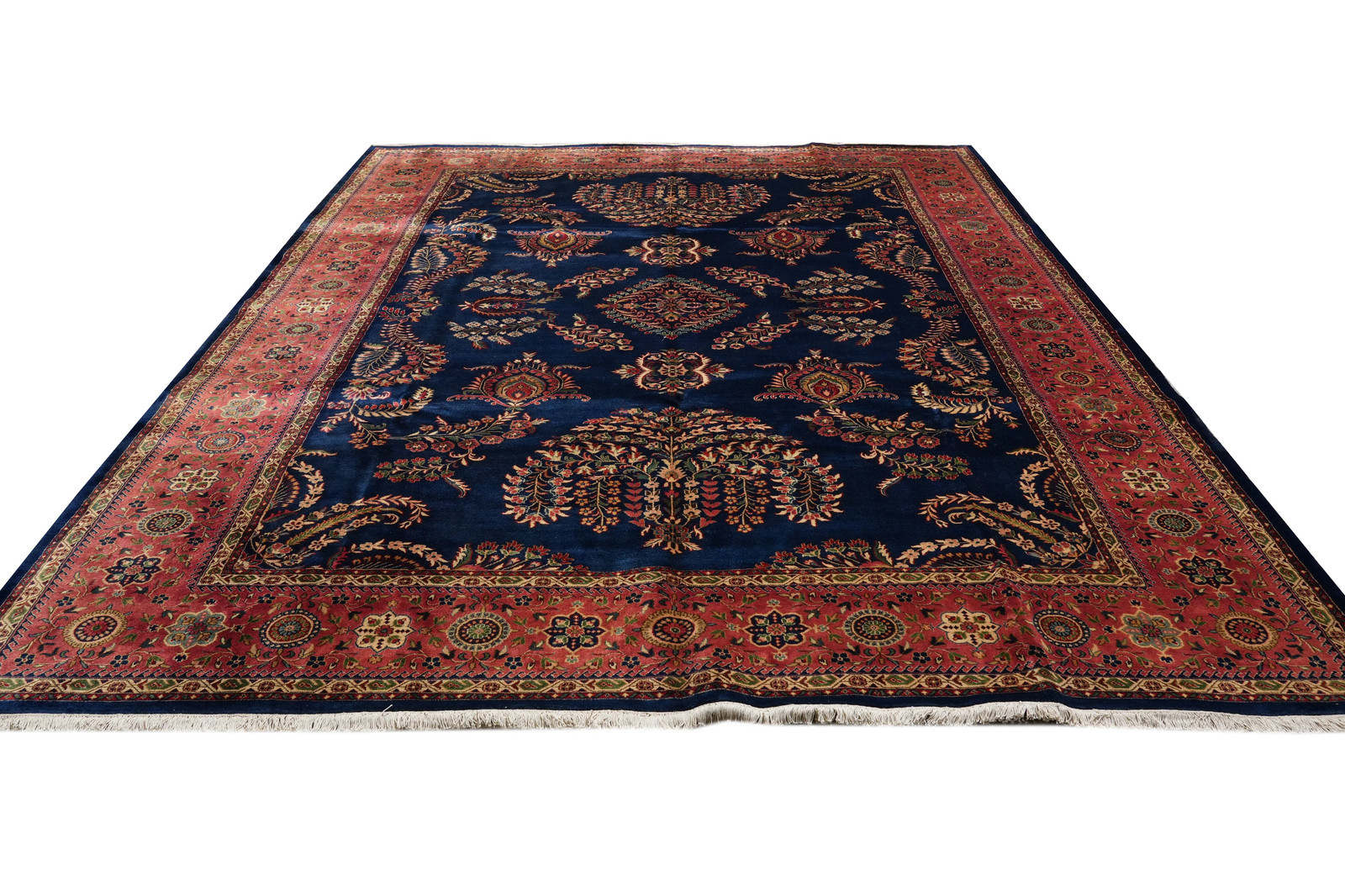 10 x 14 Sarouuk Mohajeraan Lustrous Silky Wool Blue Rug #PIX-15763