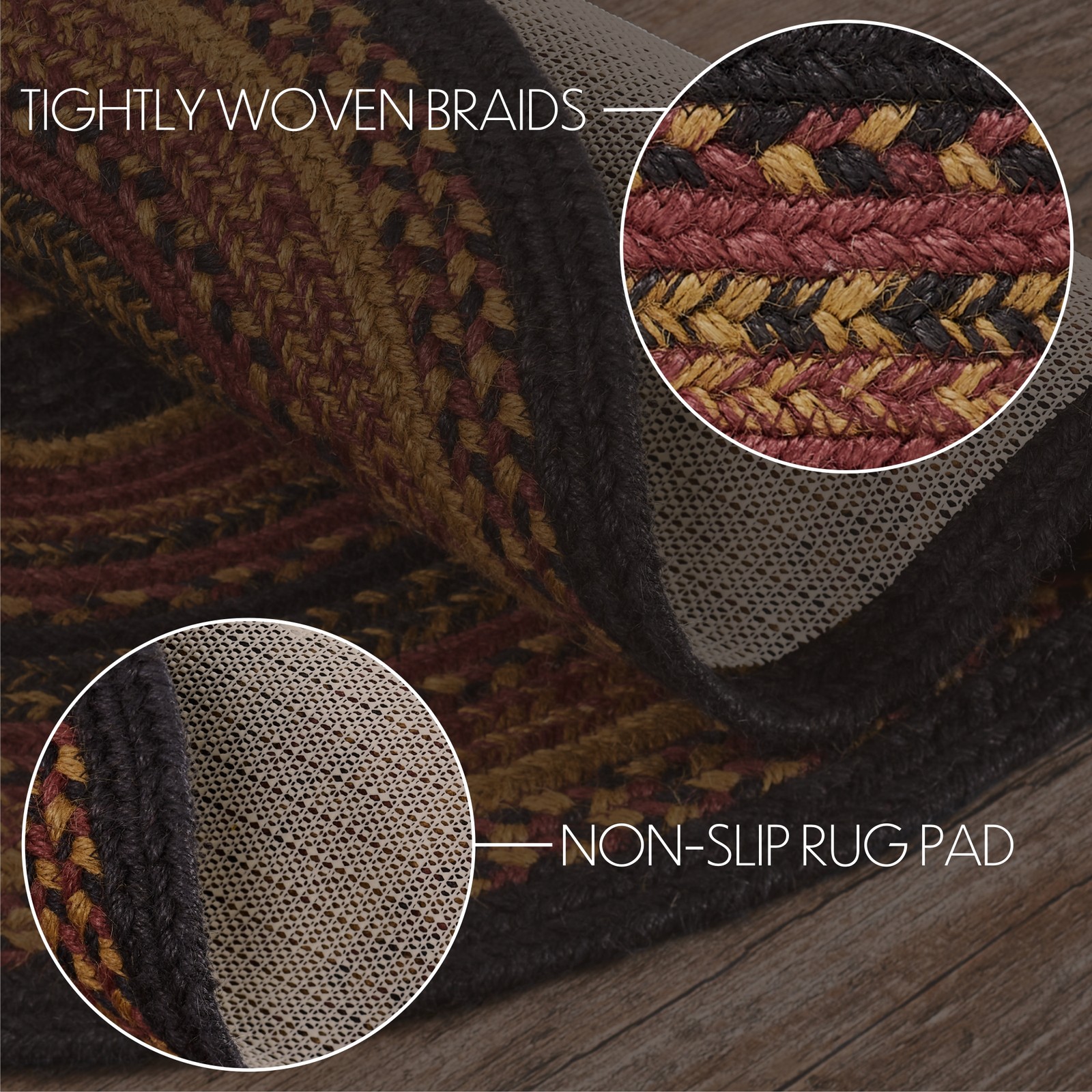 Accent Rug Heritage Farms Jute Primitive 36×60 Oval No Slip Pad Floor VHC Brands
