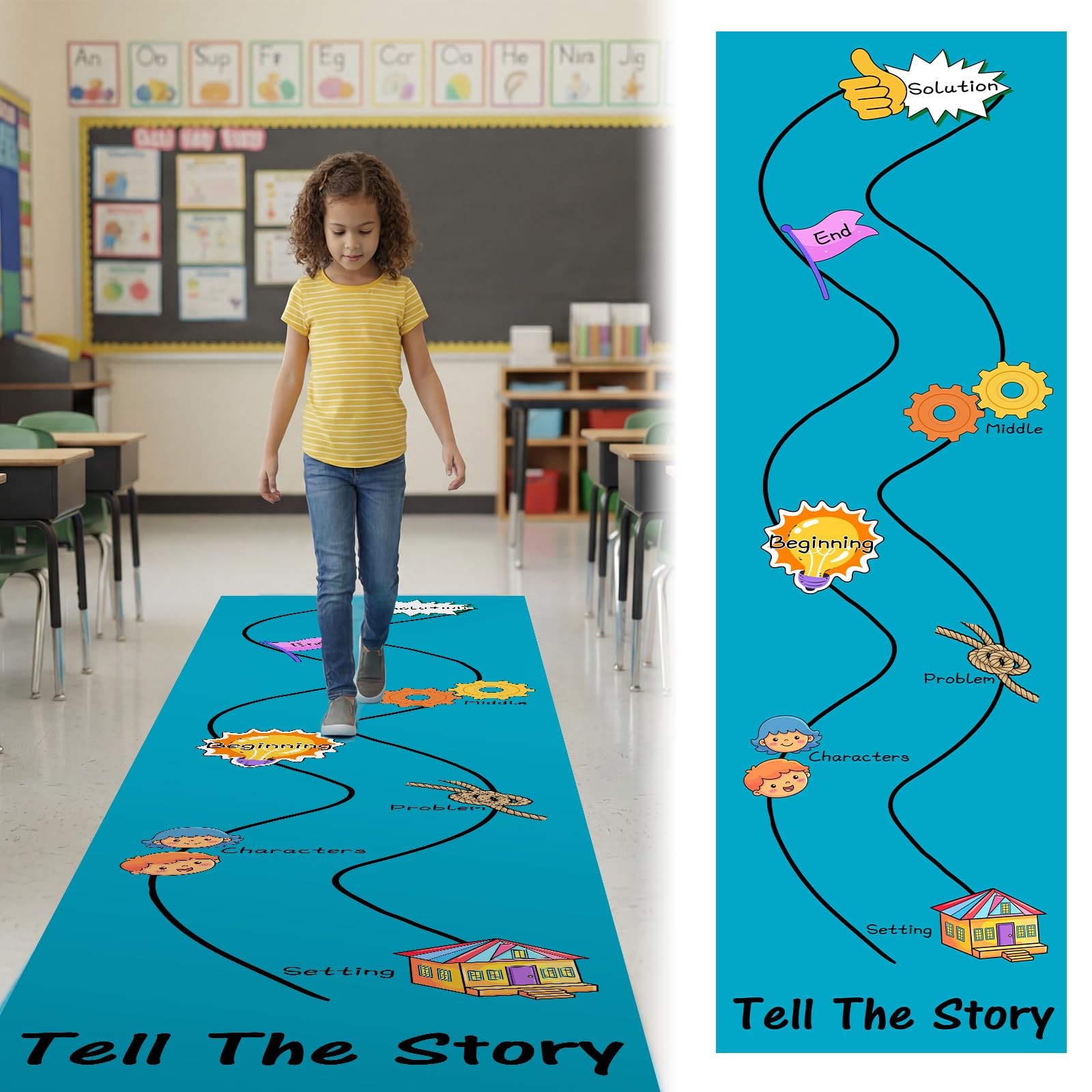 12ft Tell The Story Reading Corner Rugs for Classroom Back to Walk on Retell