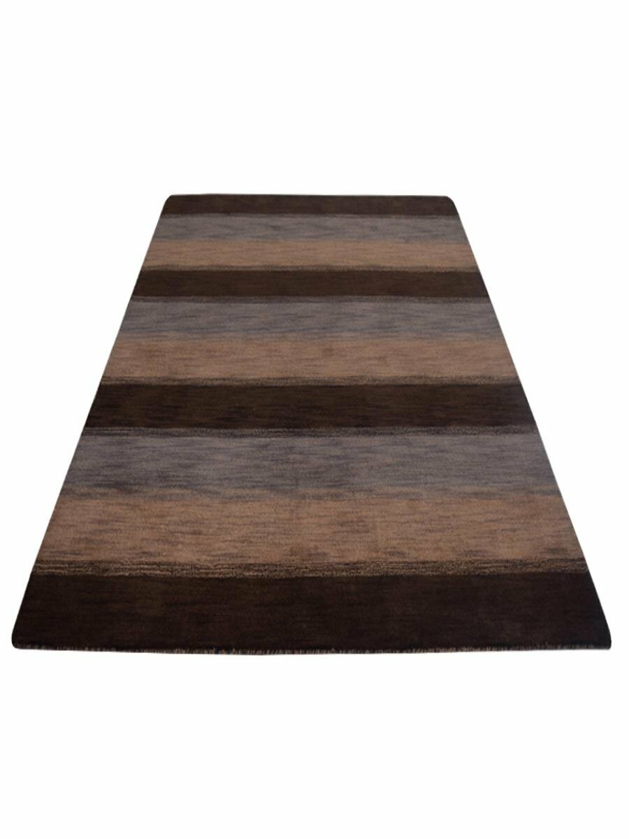 Hand Knotted Loom Wool 5’x8′ Area Rug Contemporary Dark Brown Beige BBH Homes