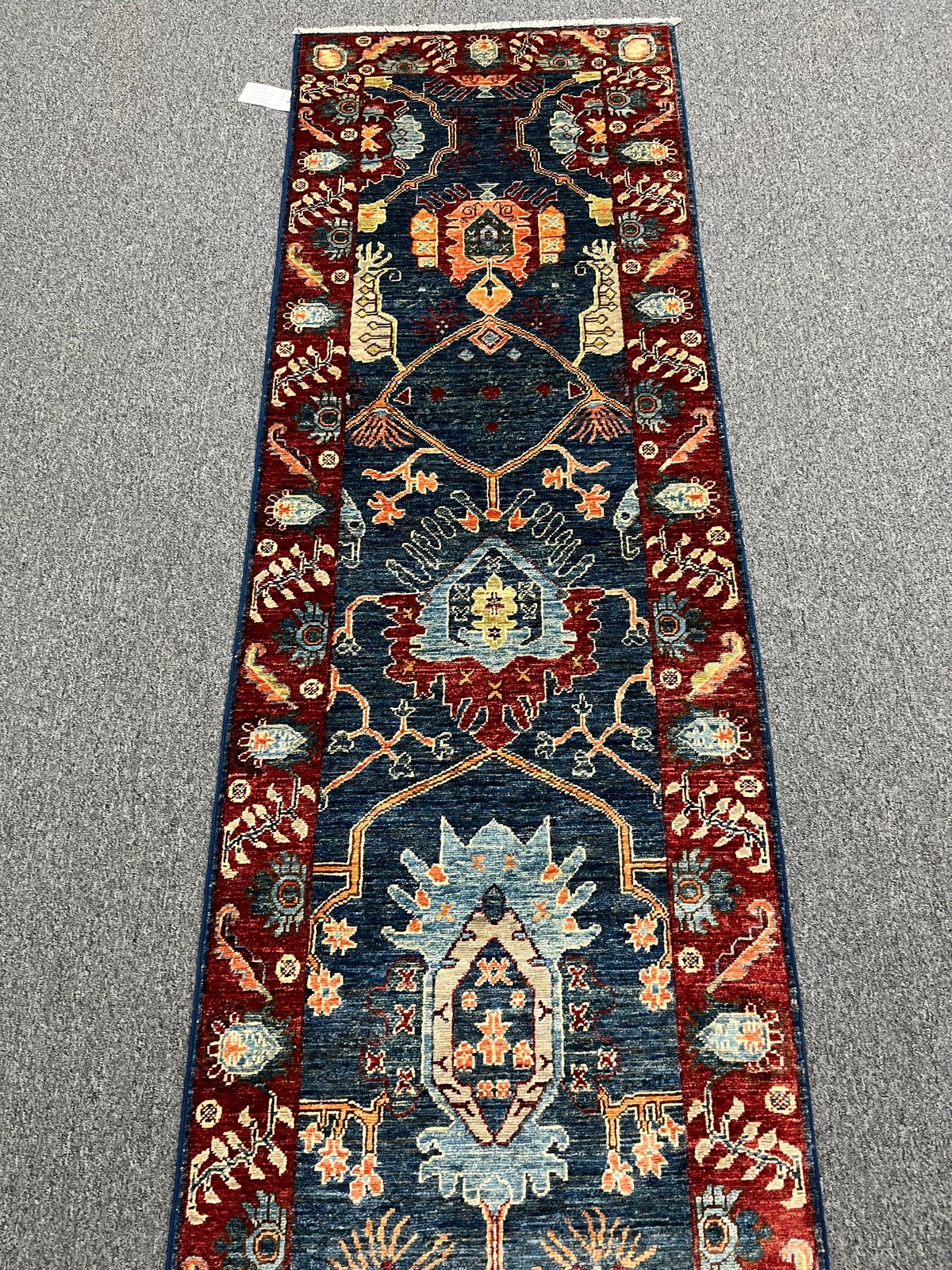 2′ 5″X18 Afghan Bijar Handmade Wool Runner Rug # 14197