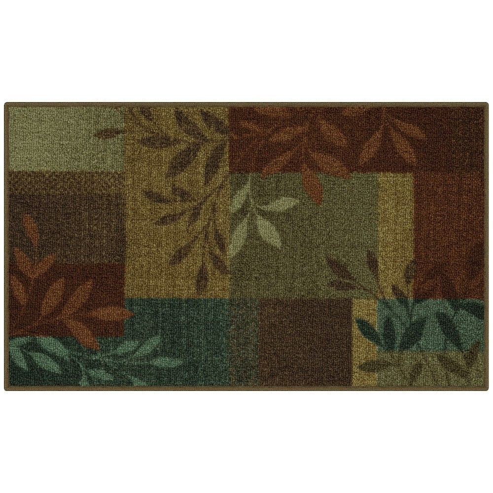 Traditional Multicolor Leaf Print Indoor Accent Rug 1ft 8in x 2ft 10in Non-Slip