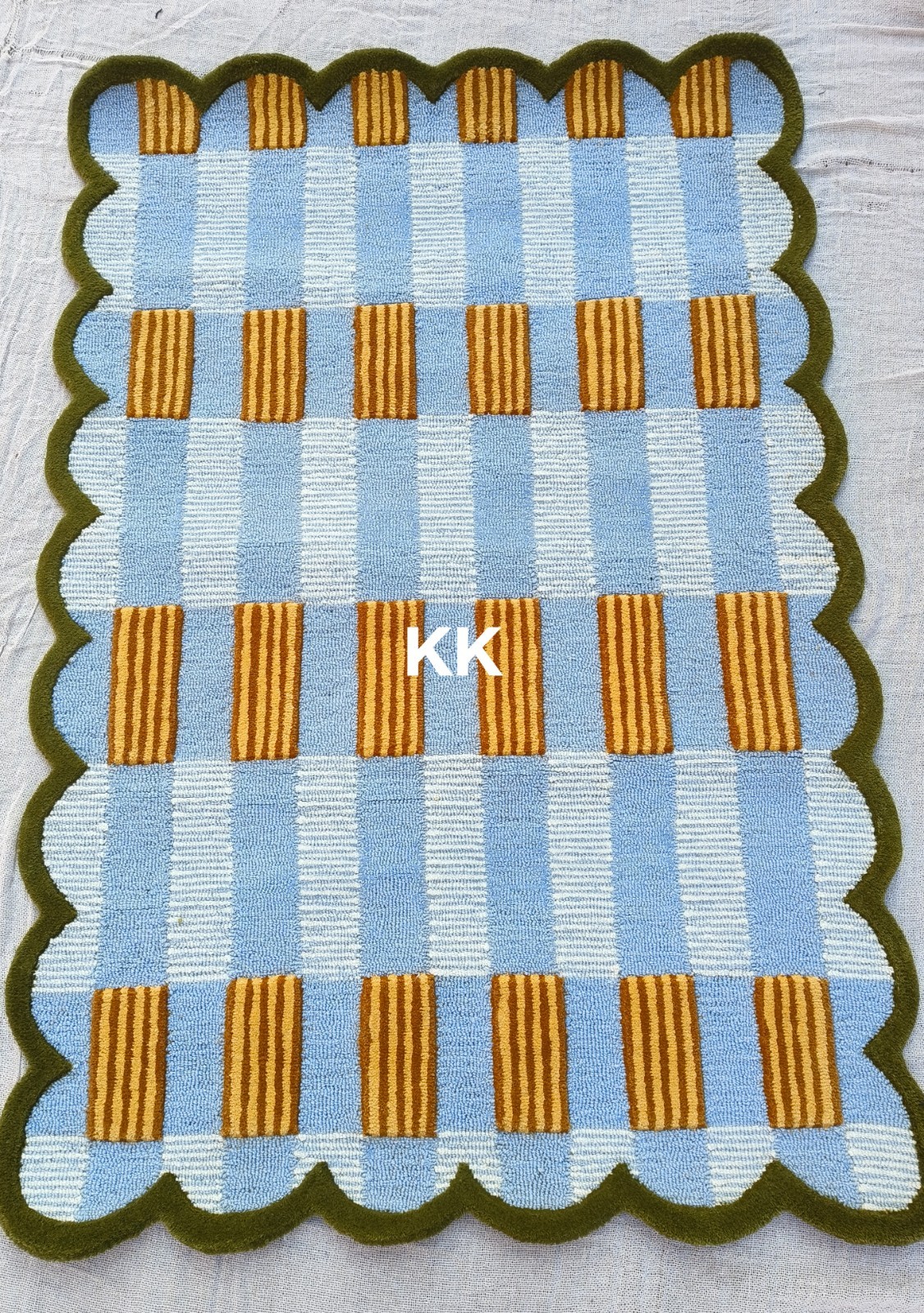 Greer Hand-Tufted Wool Viscose Rugs | Geometric Grid with Raised Squares Designs