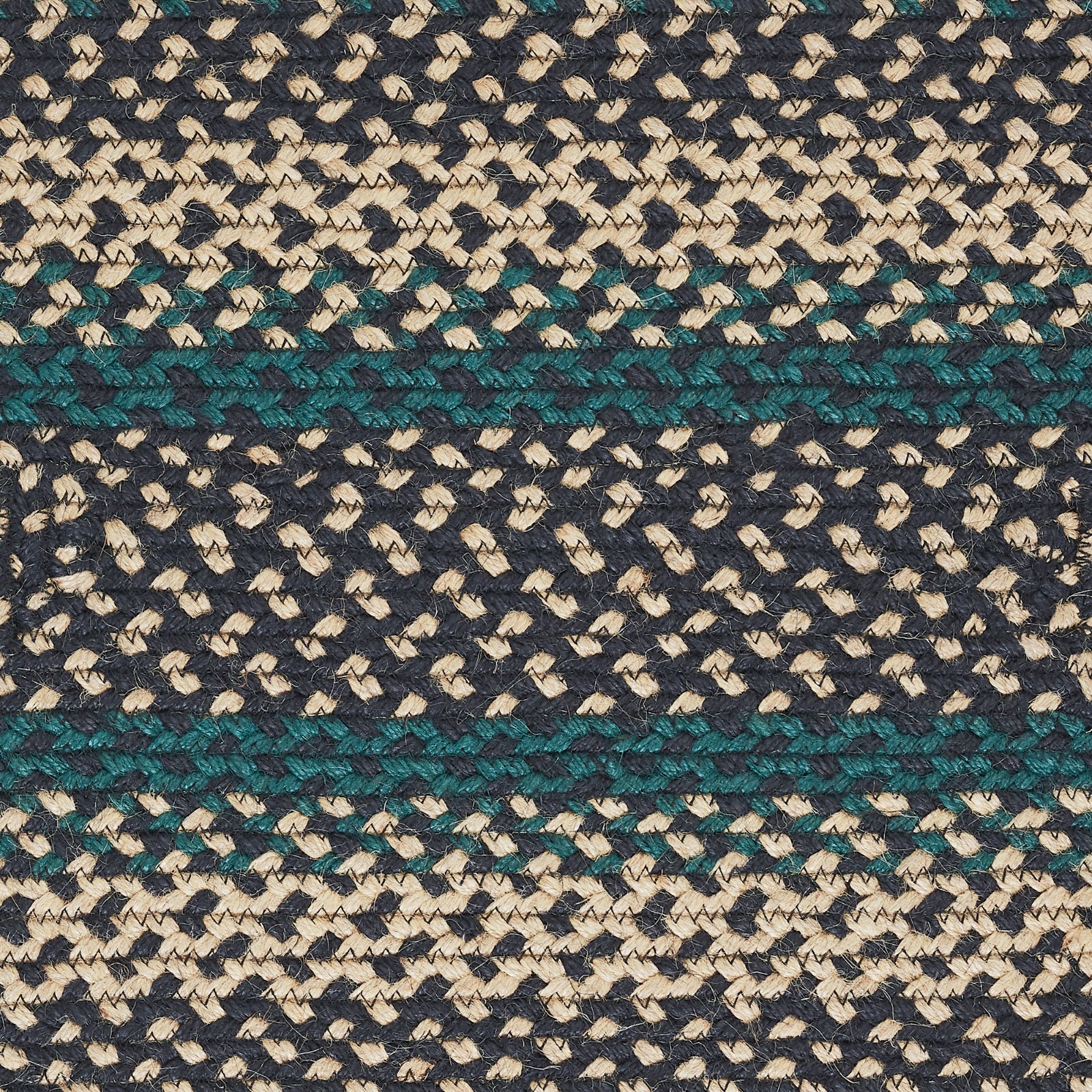 VHC Pine Grove Rustic Pine Green Black Jute Country Cottage Oval Braided Rug