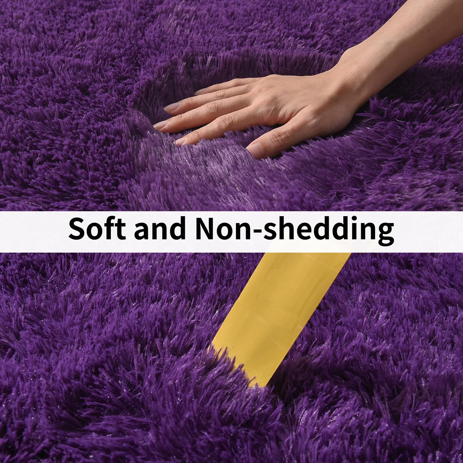 Ultra Soft 8X10 Purple Shag Rug for Living Room, Non-Slip Plush Carpet