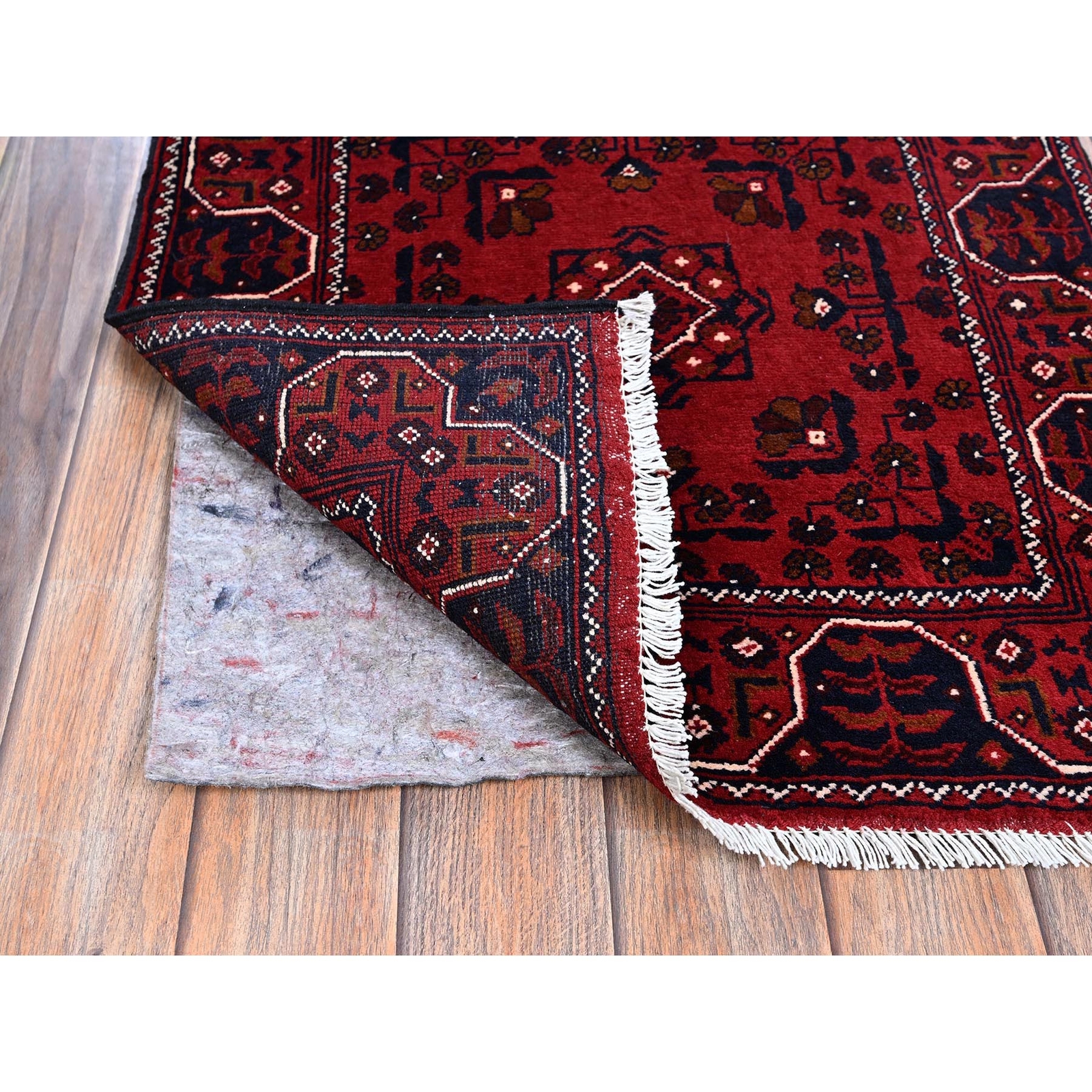 2’2″x5’4″ Red Afghan Khamyab Tribal Design All Wool Hand Knotted Runner Rug R677
