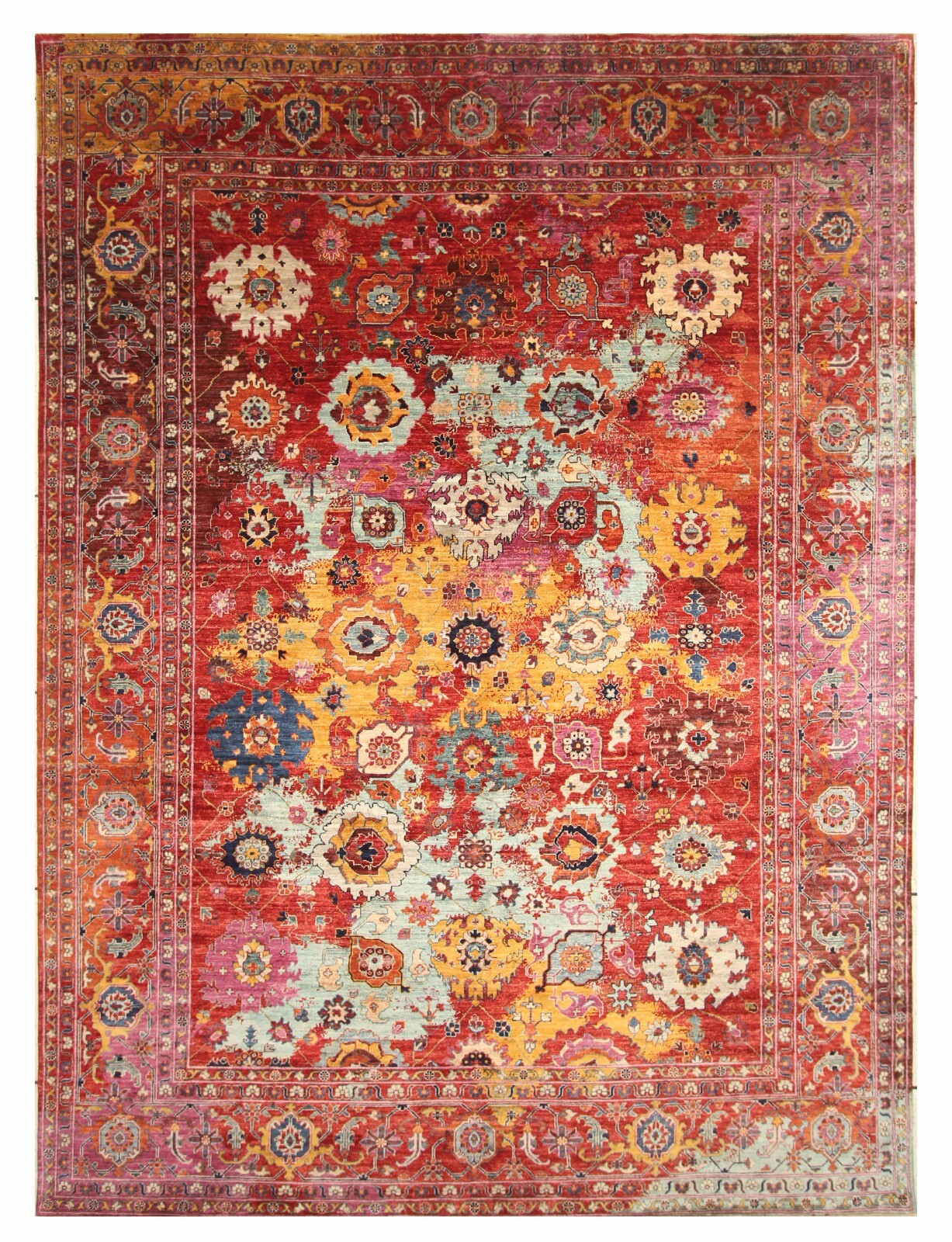 9 x 12 ft Red Modern Bidjar Afghan Hand Knotted Wool Oriental Area Rug